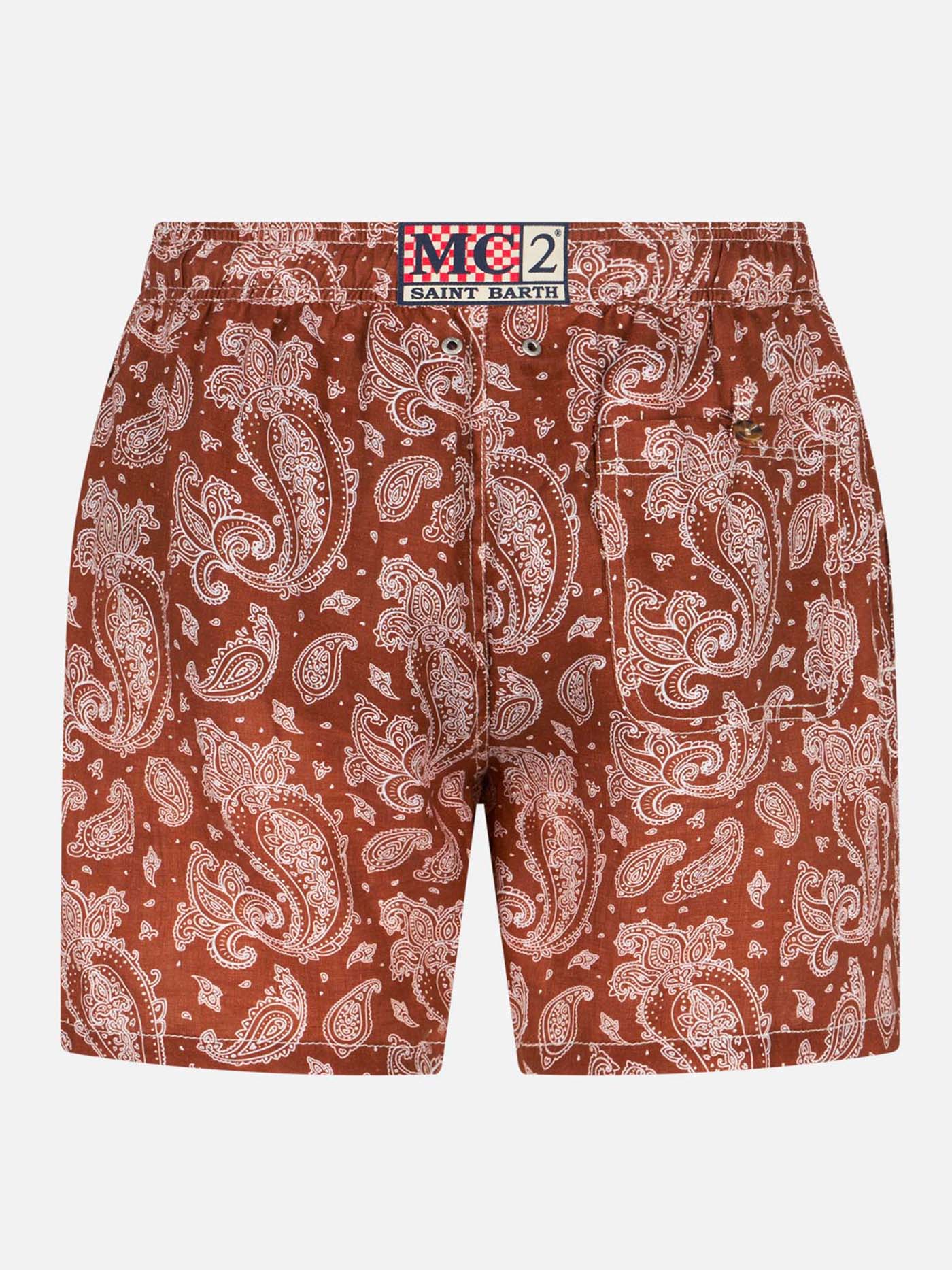 mc2-saint-barth-gustavia-linen-costume-mare-uomo-paisley-marrone image 2
