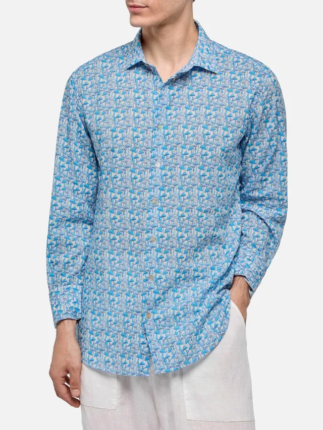 mc2-saint-barth-sikelia-camicia-cotone-mussola-stampa-funghi-azzurro-chiaro image 1