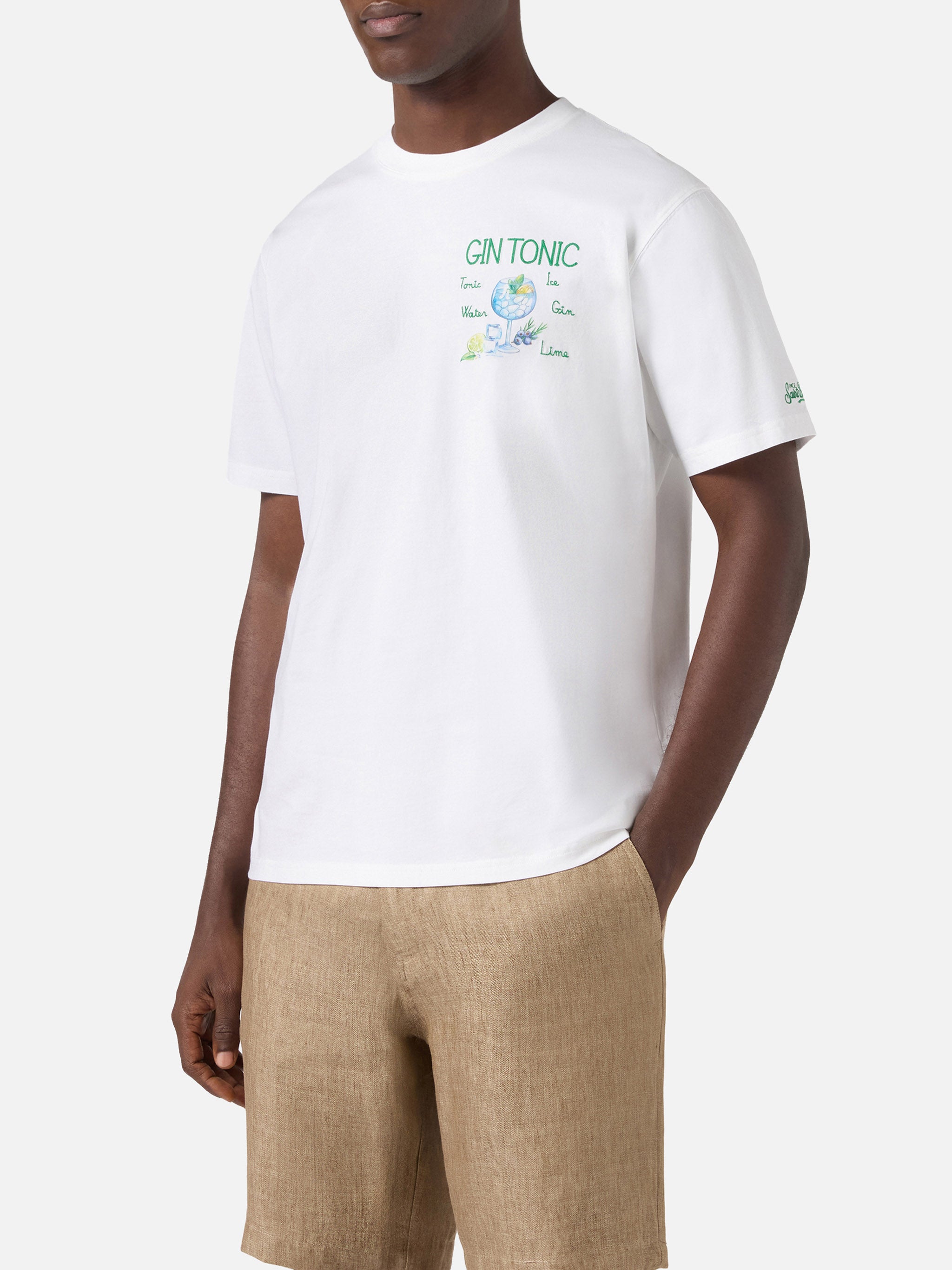 mc2-saint-barth-t-shirt-portofino-da-uomo-bianca-in-puro-cotone-con-ricamo-gin-t image 3