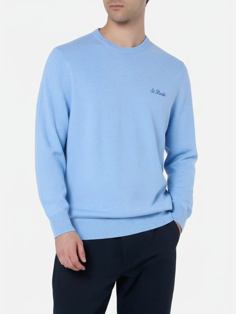 maglione-girocollo-uomo-mc2-saint-barth-regent-in-misto-cashmere-azzurro image 1