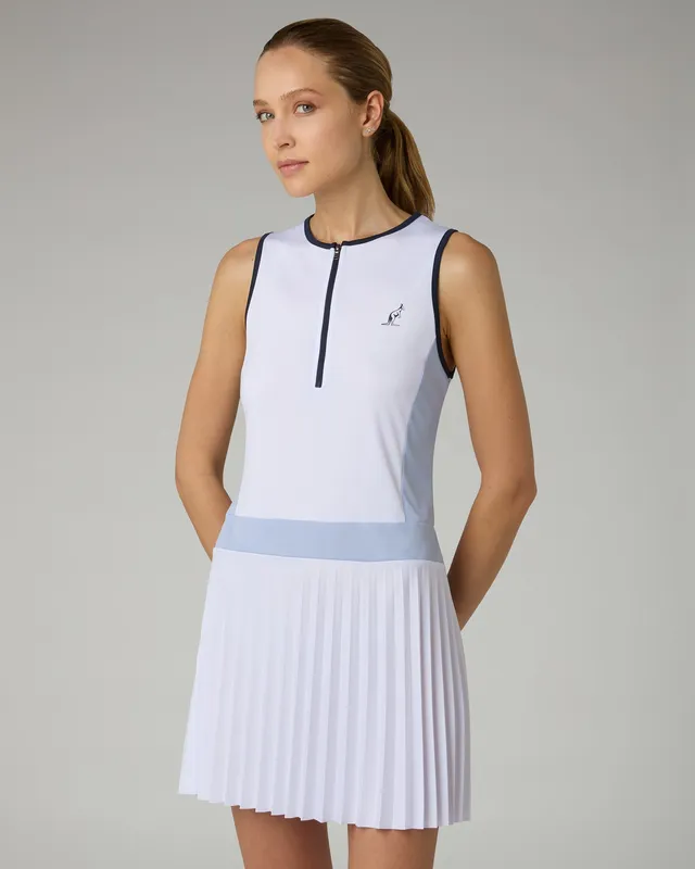 australian-absinth-dress-abito-bianco-in-tessuto-ace-con-gonna-plissettata image 1