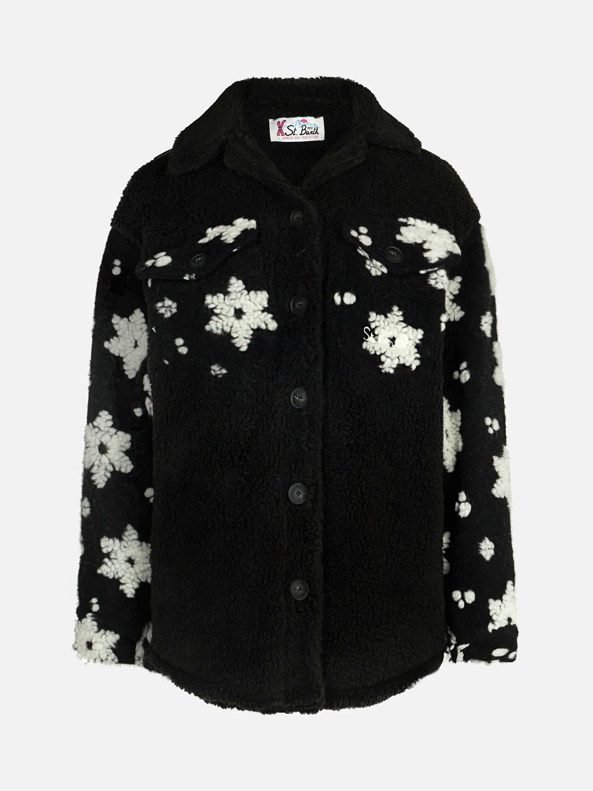 mc2-saint-barth-giacca-elys-in-sherpa-nera-con-fantasia-fiocchi-di-neve-donna-ov image 4