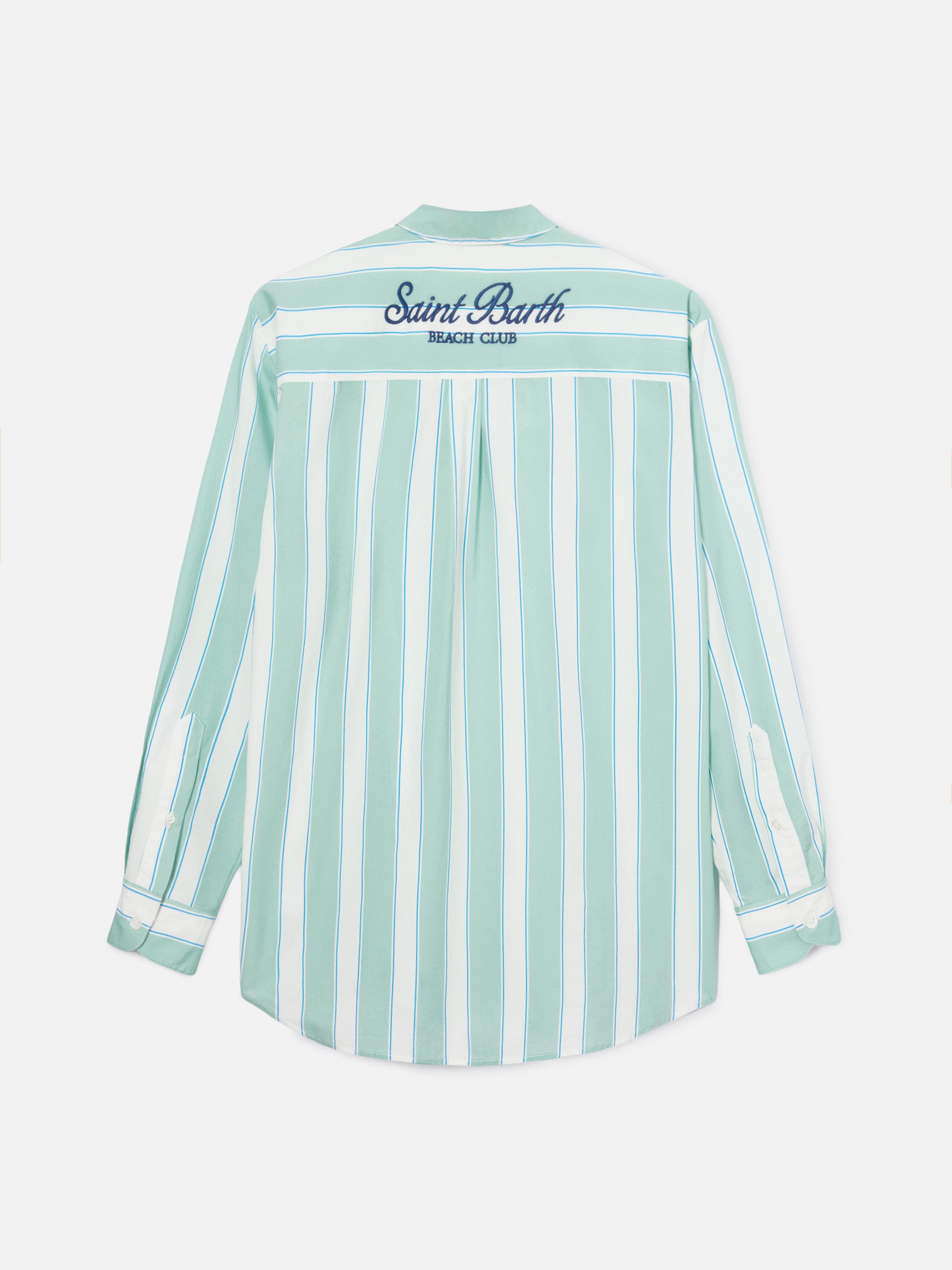 mc2-saint-barth-brigitte-camicia-donna-cotone-a-righe-verdi-sport-club image 6