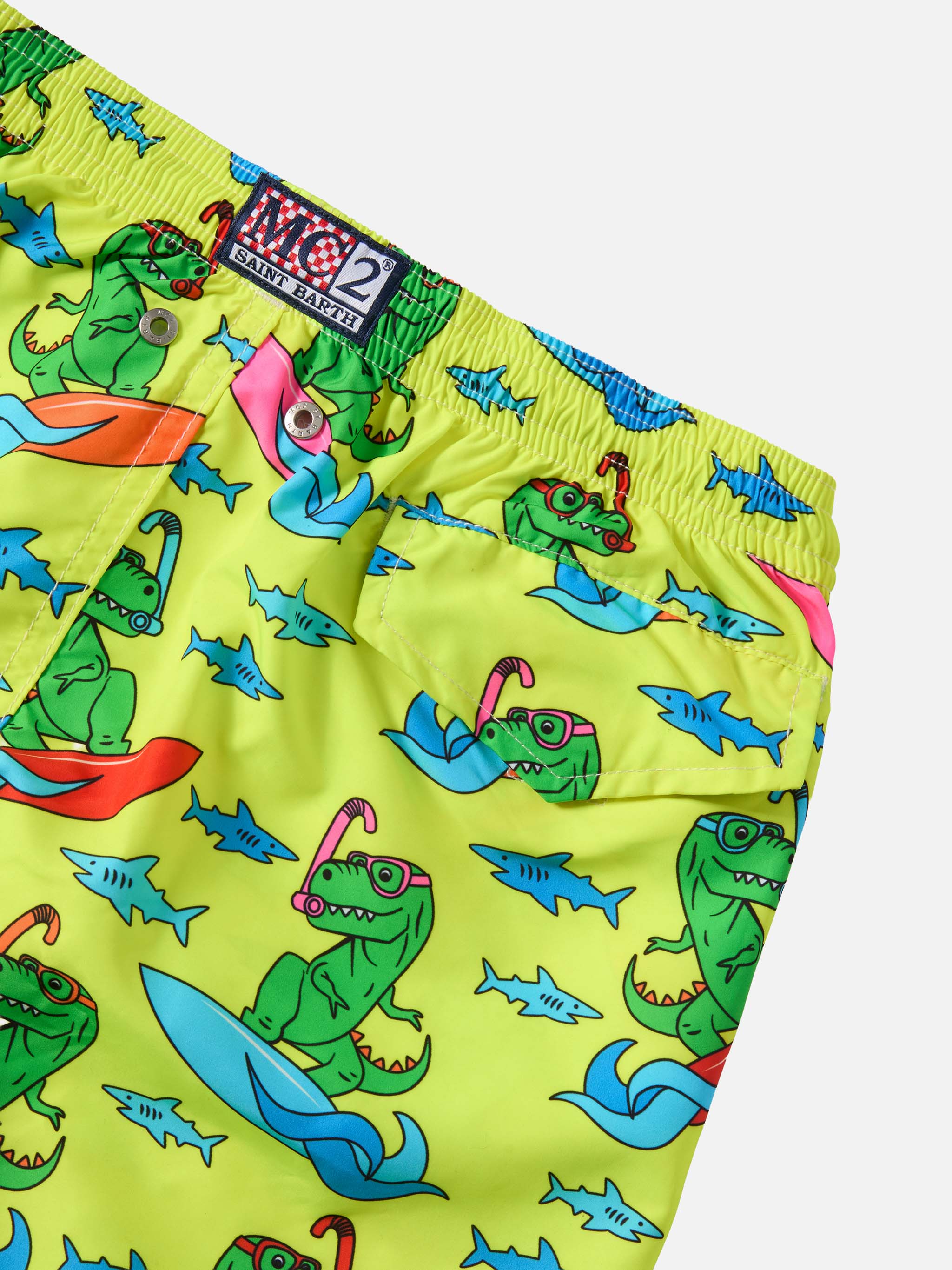 mc2-saint-barth-jean-lighting-costume-mare-bambino-giallo-fluo-stampa-dinosauri image 3