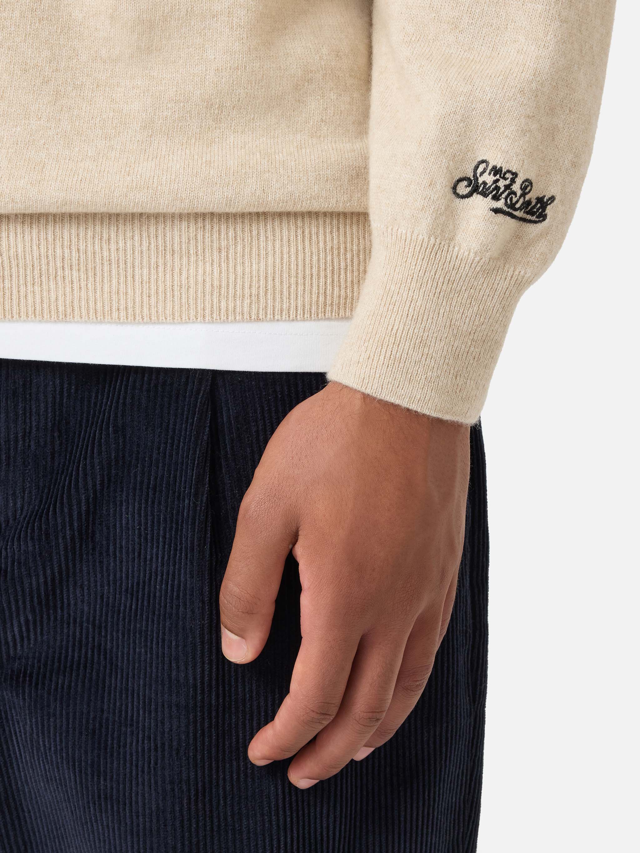 mc2-saint-barth-heron-light-maglione-uomo-beige-ricamo-wall-street image 3