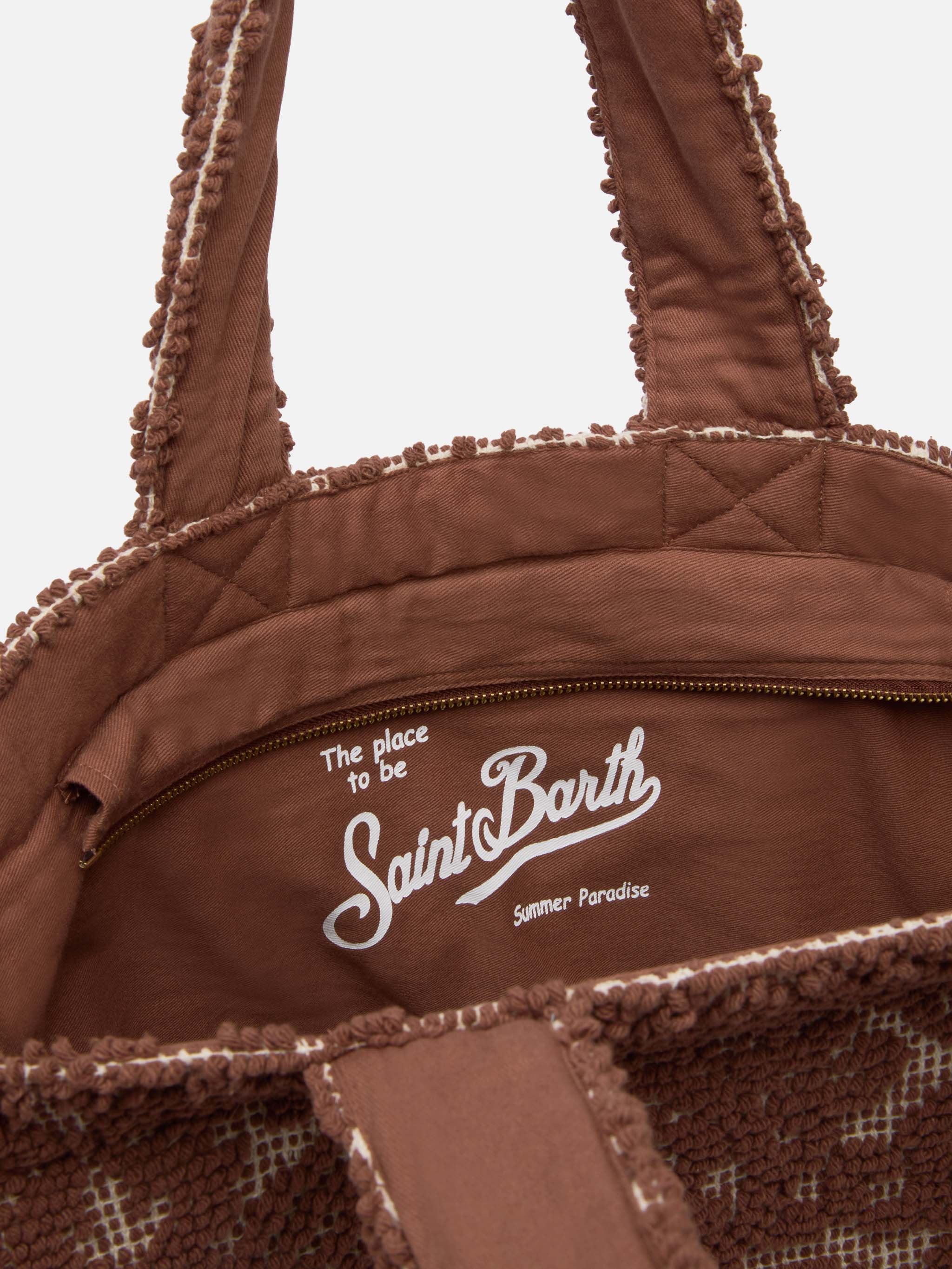 mc2-saint-barth-vanity-tufting-cotton-tote-bag-marrone-tufb0001 image 4