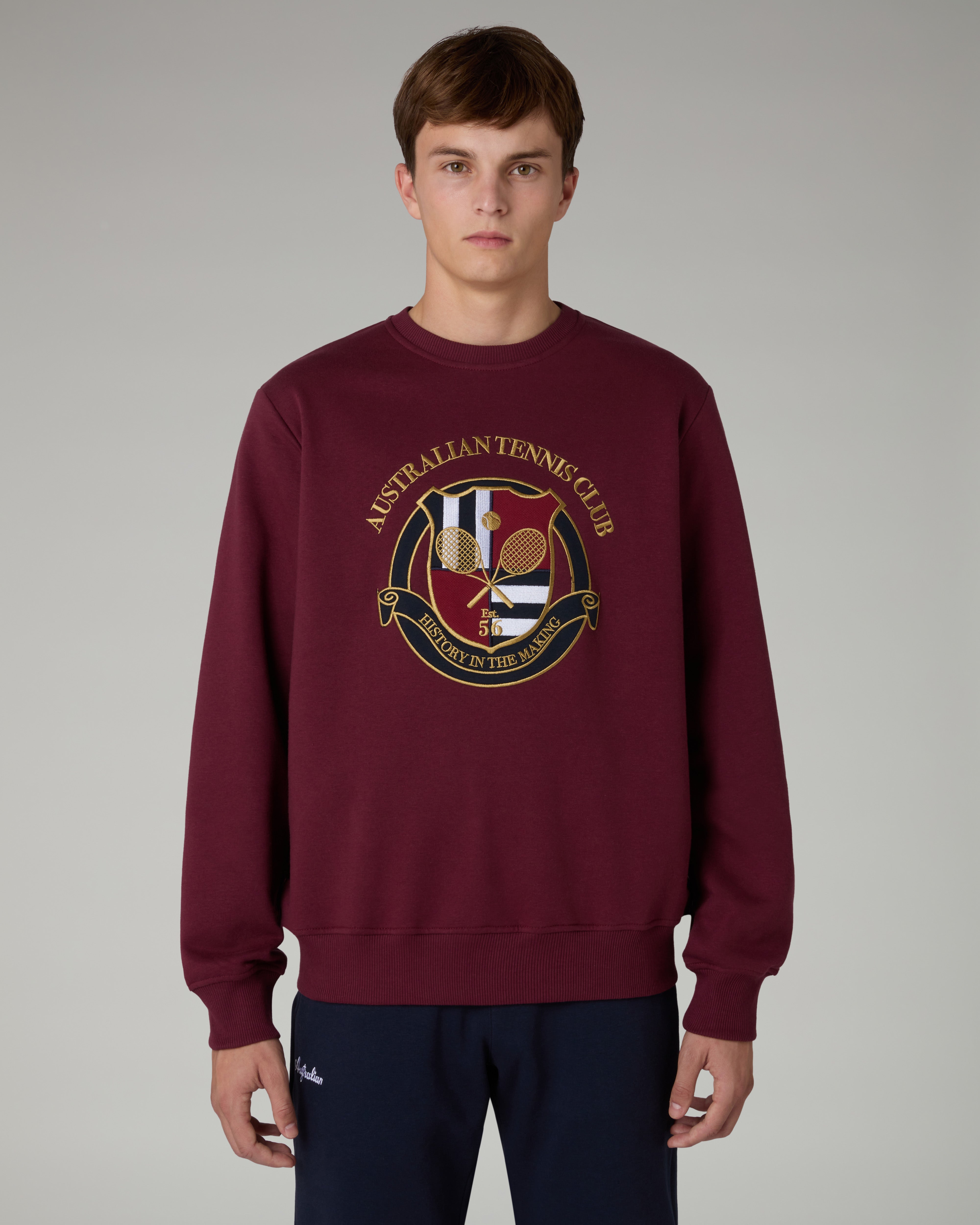australian-tennis-club-crewneck-felpa-girocollo-cotone-rubino image 1