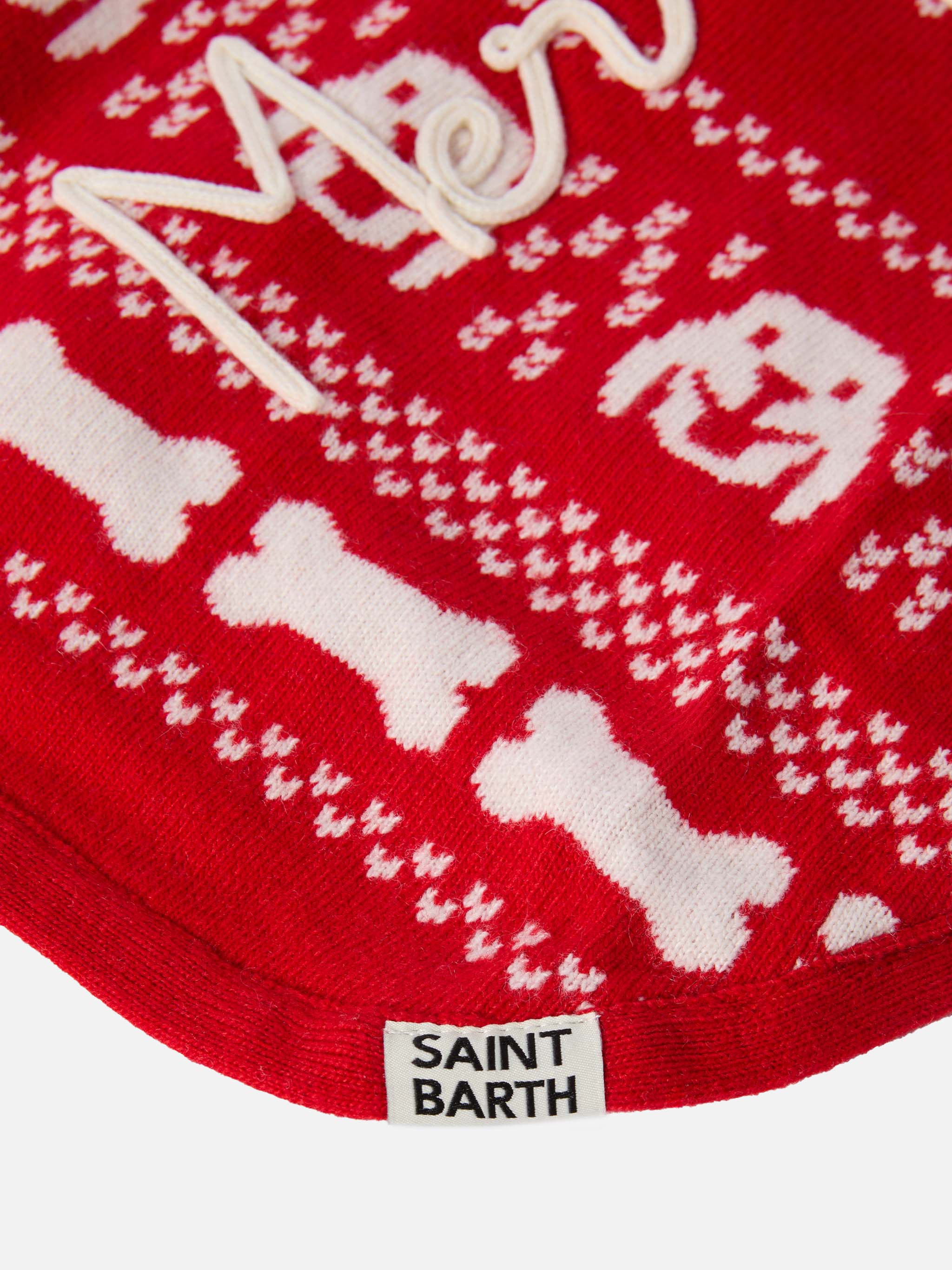 mc2-saint-barth-maglione-per-cani-merry-fair-isle-rosso-dolcevita image 8