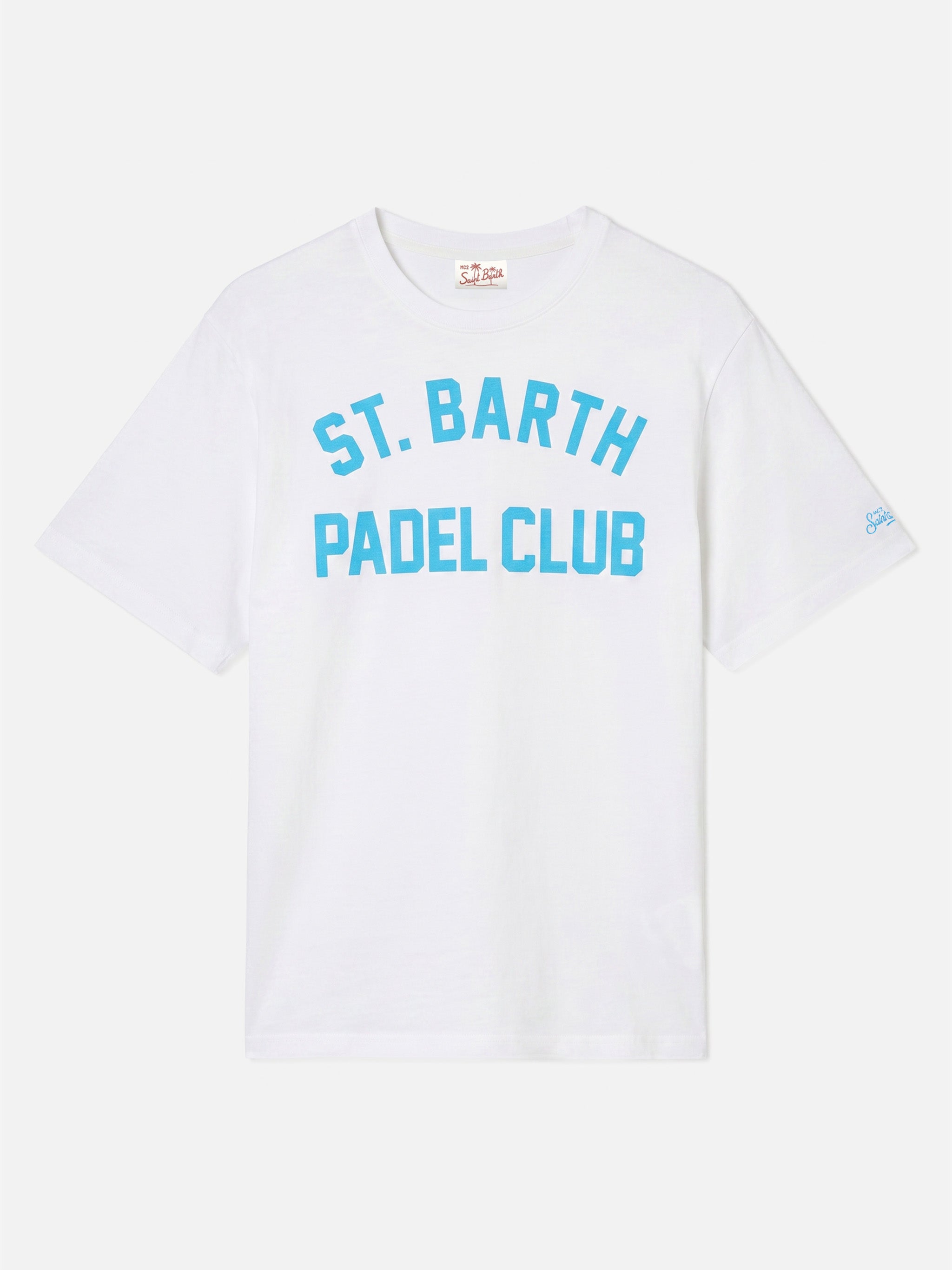 t-shirt-mc2-saint-barth-padel-club-da-uomo-in-cotone-bianco-con-stampa-bluette-e image 1