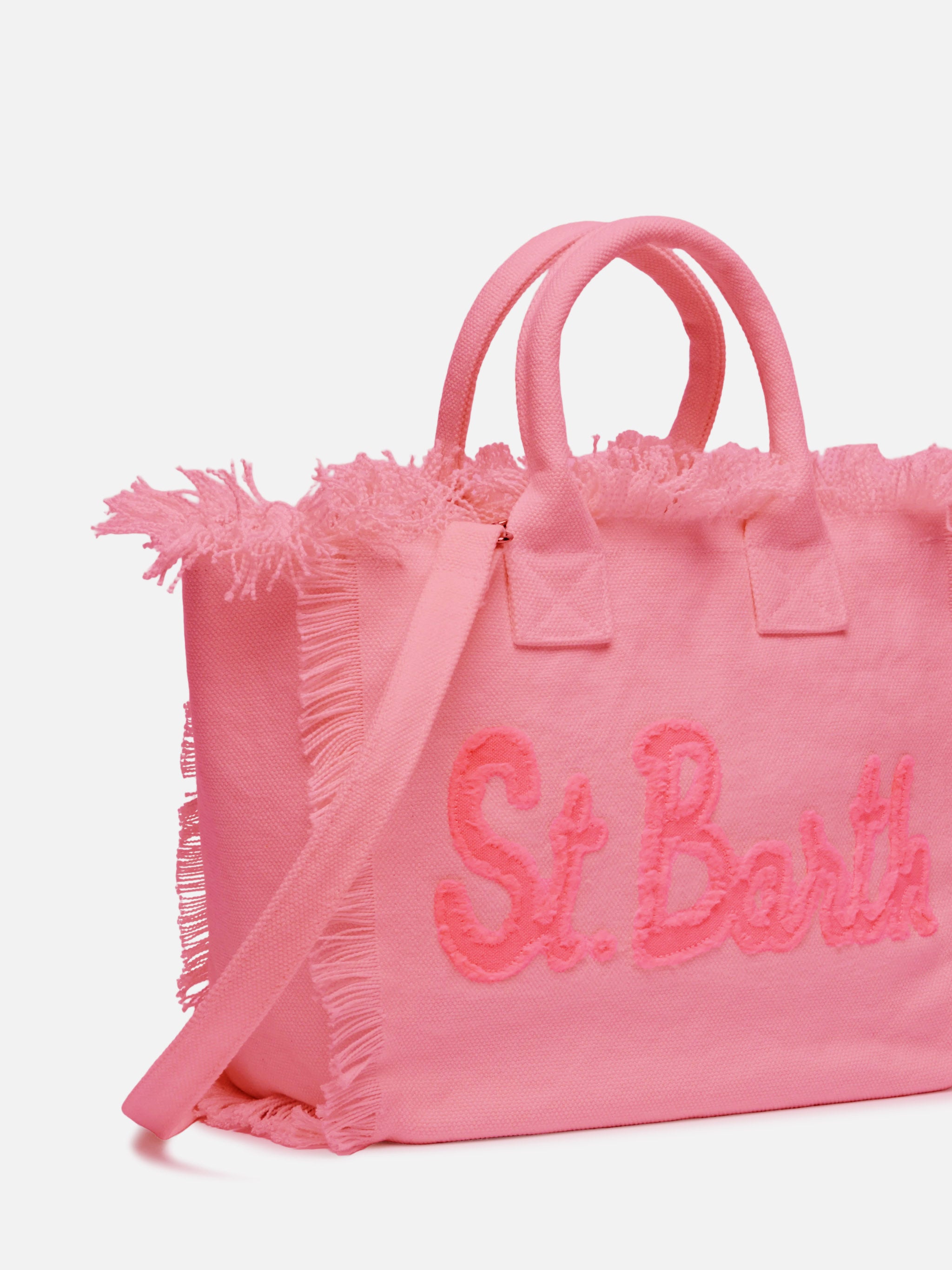 mc2-saint-barth-borsa-colette-in-canvas-di-cotone-rosa-con-logo-patch image 2