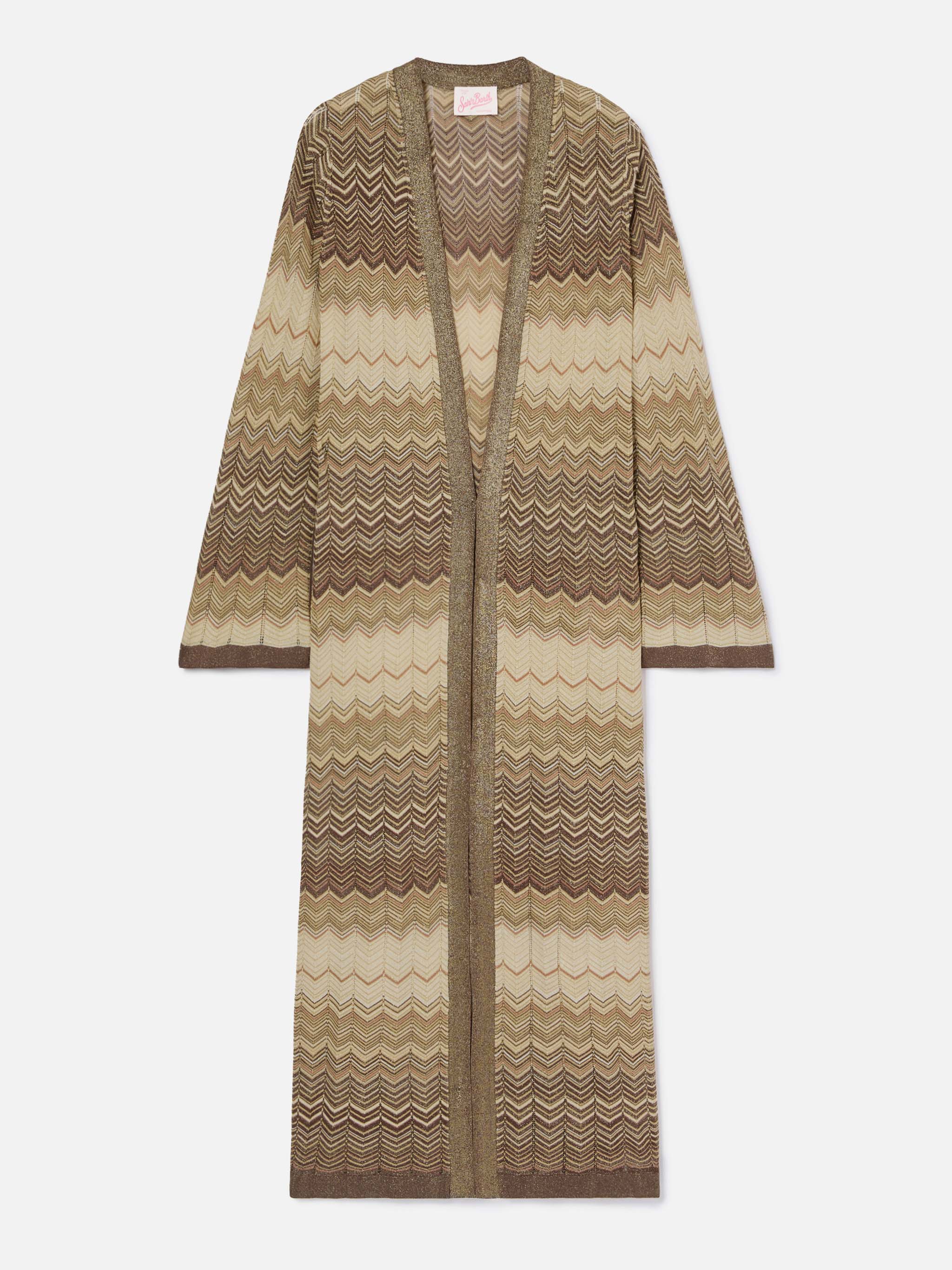 mc2-saint-barth-tonia-cardigan-lungo-donna-in-maglia-marrone-motivo-geometrico image 6