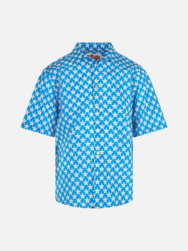 mc2-saint-barth-camicia-sikelia-bambino-mussola-cotone-blue-boy-stelle-marine image 1