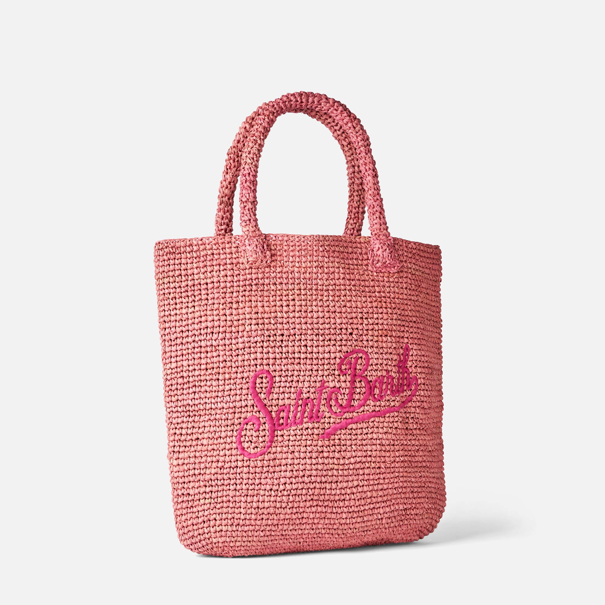 mc2-saint-barth-borsa-a-secchiello-in-rafia-rosa-con-logo-ricamato image 4