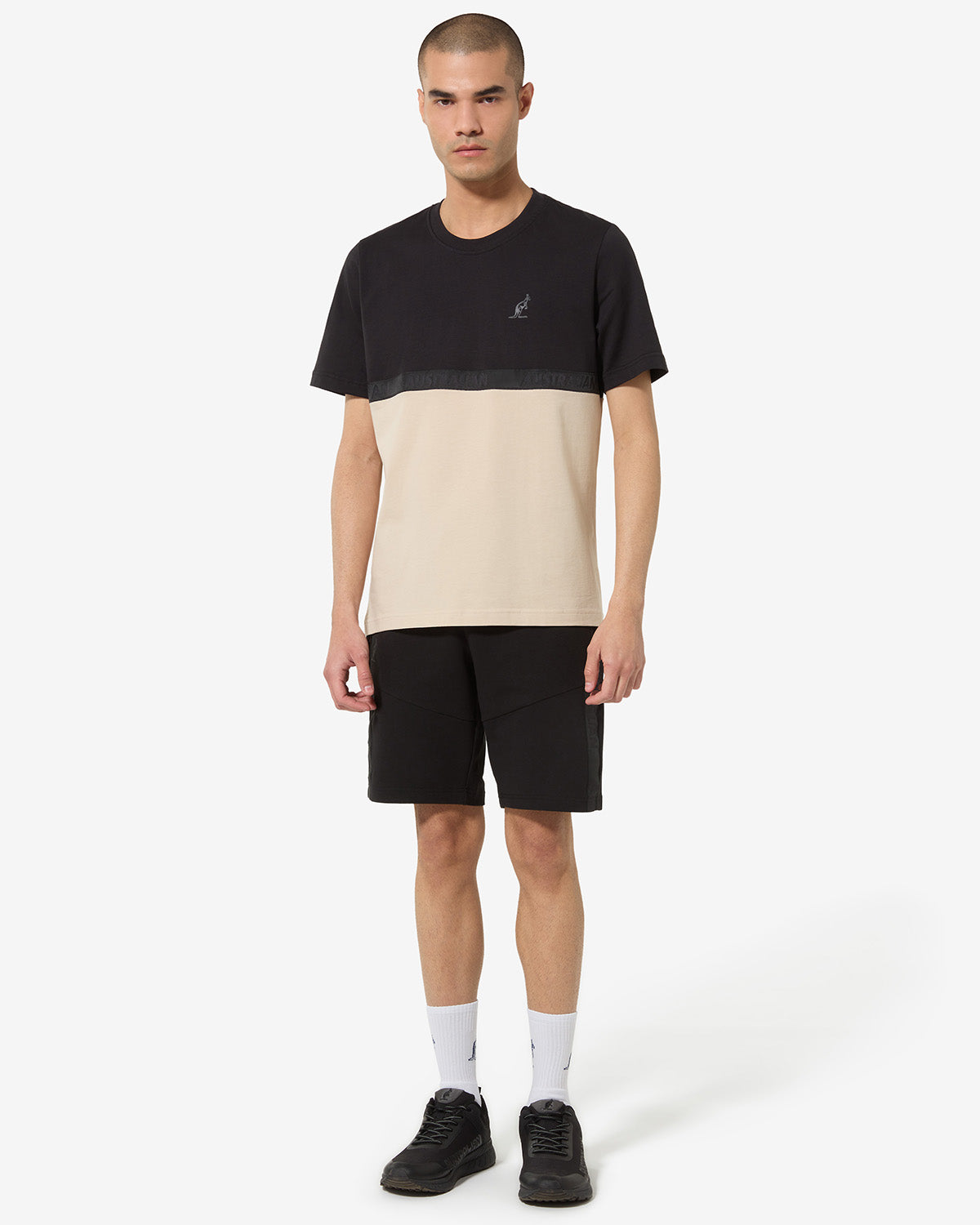 australian-color-block-t-shirt-in-cotone-sabbia-logo-rifrangente image 2