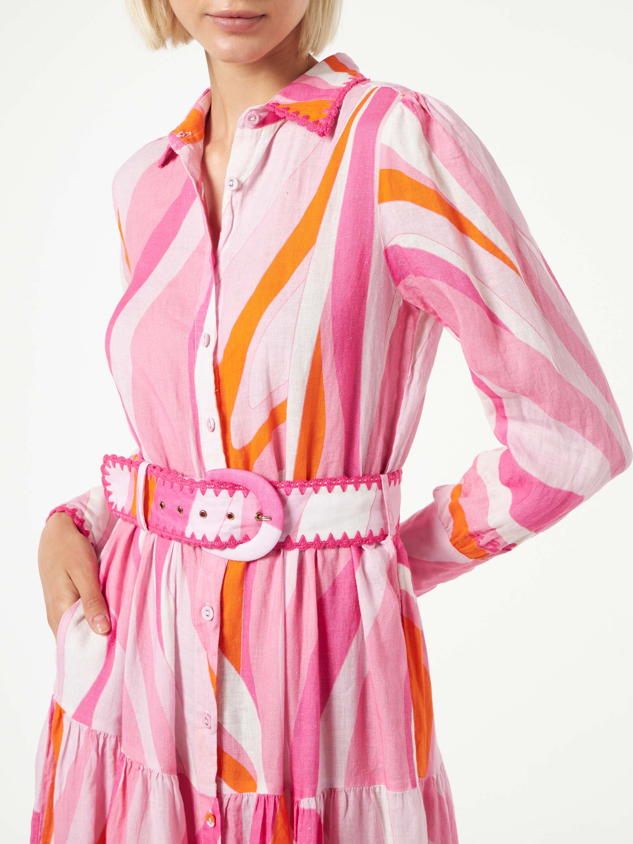 mc2-saint-barth-eloise-abito-lungo-donna-onde-multicolore-in-lino-con-ricami image 3