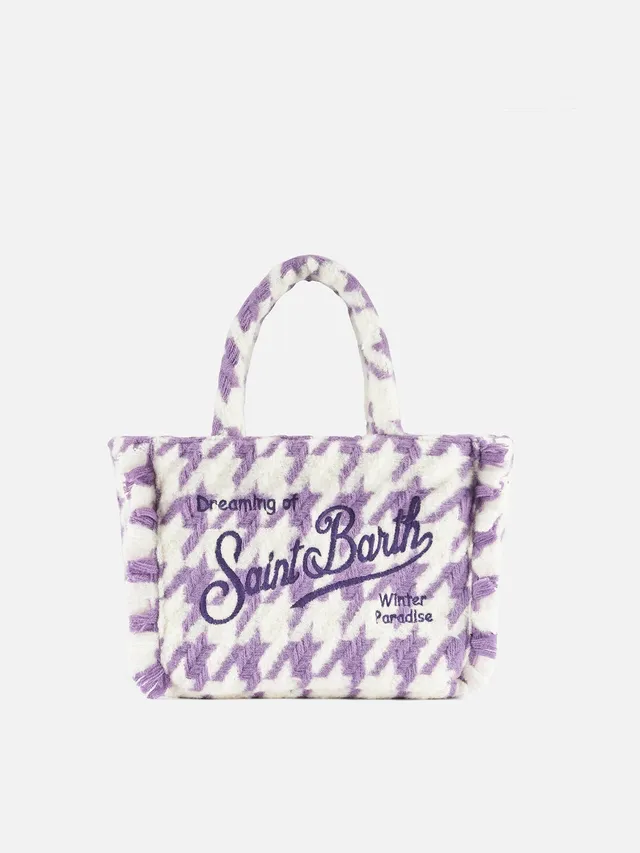mc2-saint-barth-borsa-colette-classic-pied-de-poule-bianco-e-lilla image 1