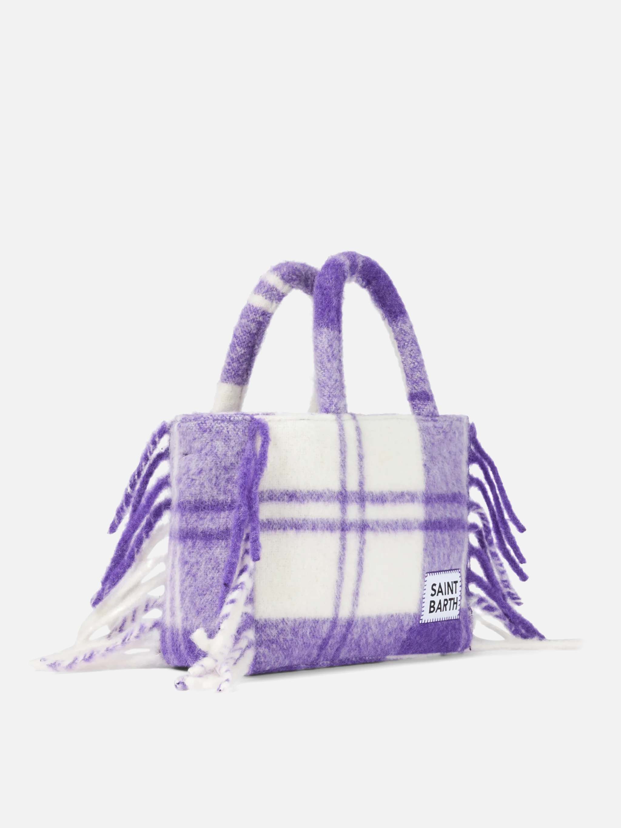 mc2-saint-barth-borsa-colette-coperta-con-stampa-tartan-lilla-e-frange image 3