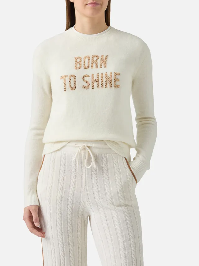 mc2-saint-barth-new-queen-maglia-donna-alpaca-merino-bianca-born-to-shine-strass image 1