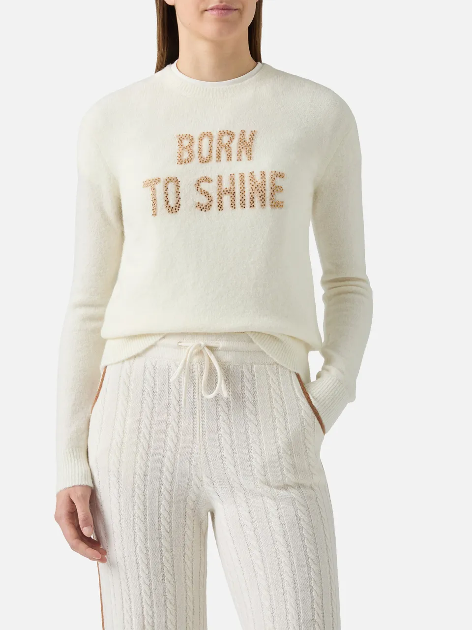 mc2-saint-barth-new-queen-maglia-donna-alpaca-merino-bianca-born-to-shine-strass image 1