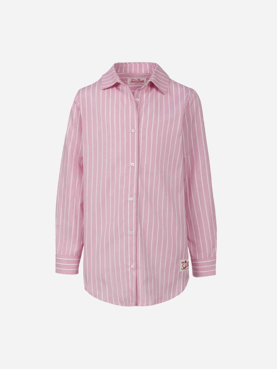 mc2-saint-barth-mini-brigitte-camicia-over-bambina-cotone-riga-rosa image 1