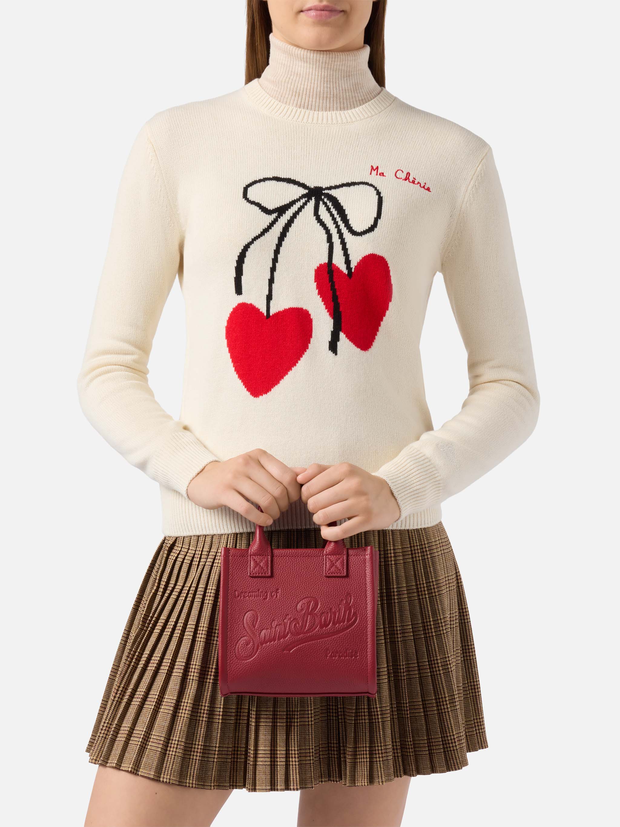 mc2-saint-barth-vanity-bag-mini-borsa-bordeaux-pelle-martellata image 2