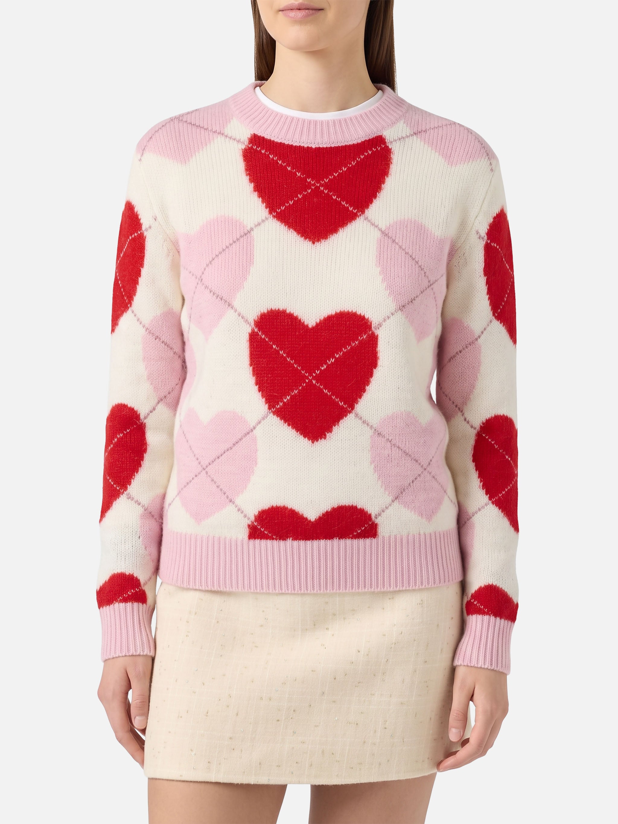mc2-saint-barth-maglione-donna-new-queen-soft-rosa-jacquard-cuori image 1