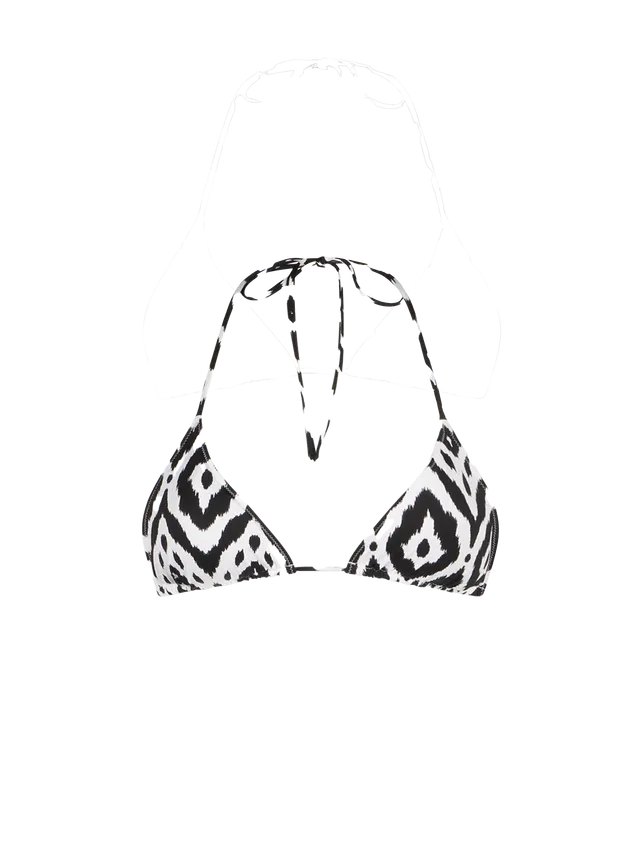 mc2-saint-barth-top-bikini-leah-triangolo-con-fantasia-ikat-bianco-e-nero image 1
