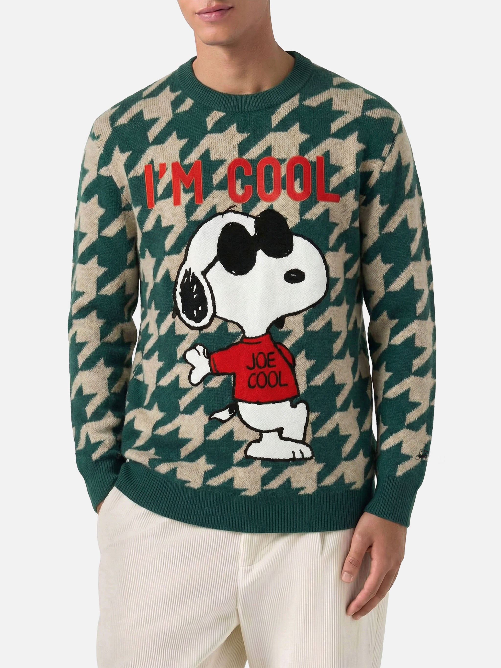 mc2-saint-barth-maglione-heron-p-verde-jacquard-snoopy-peanuts-in-misto-cashmere image 1