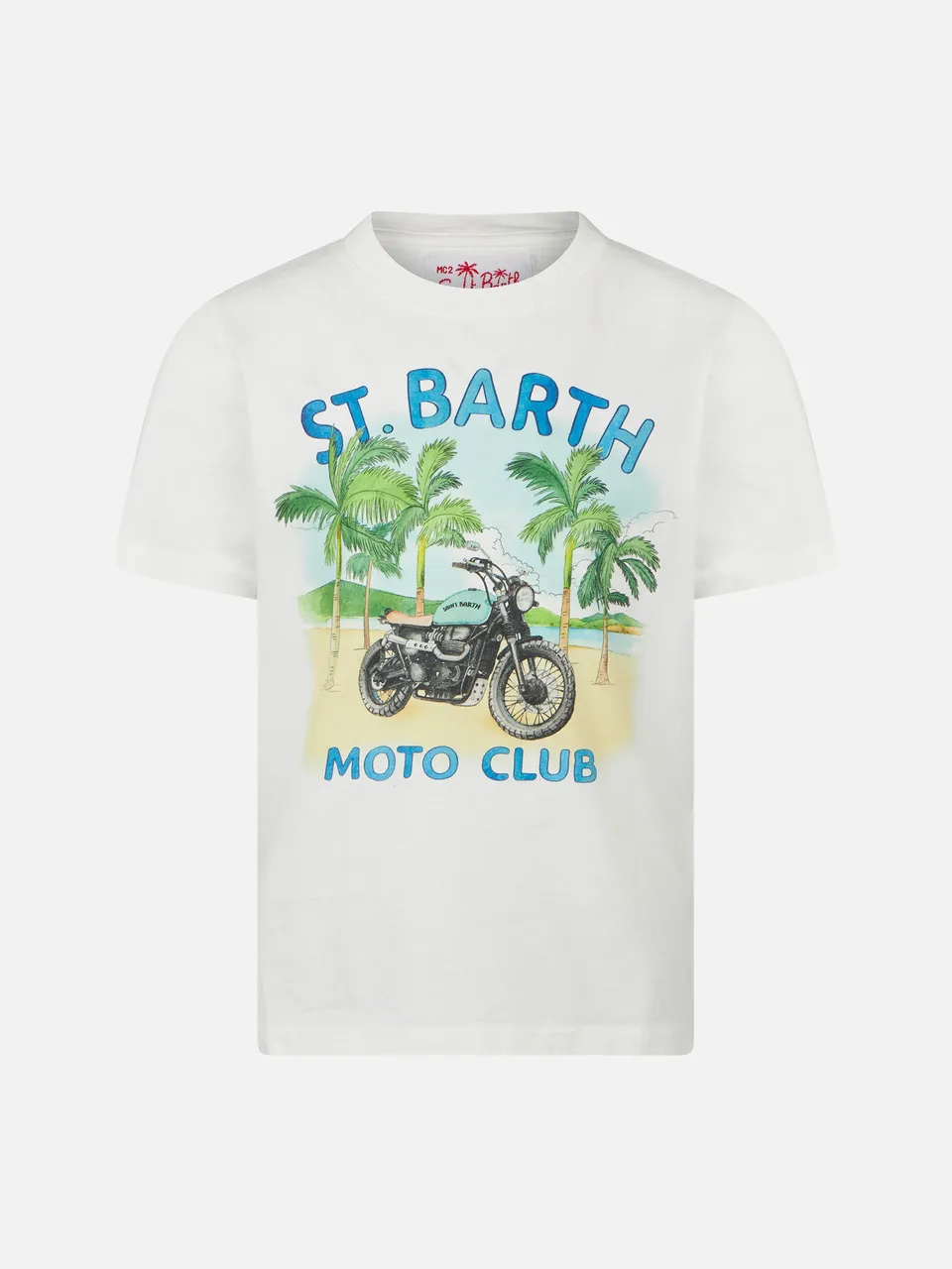 mc2-saint-barth-t-shirt-bambino-cotone-bianca-stampa-moto image 1