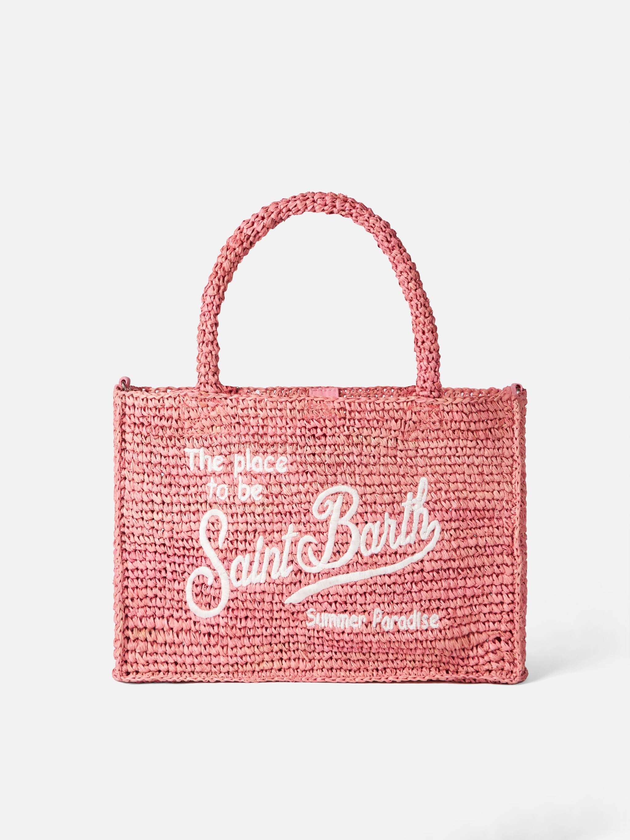 mc2-saint-barth-borsa-colette-in-rafia-rosa-con-ricamo-saint-barth image 1