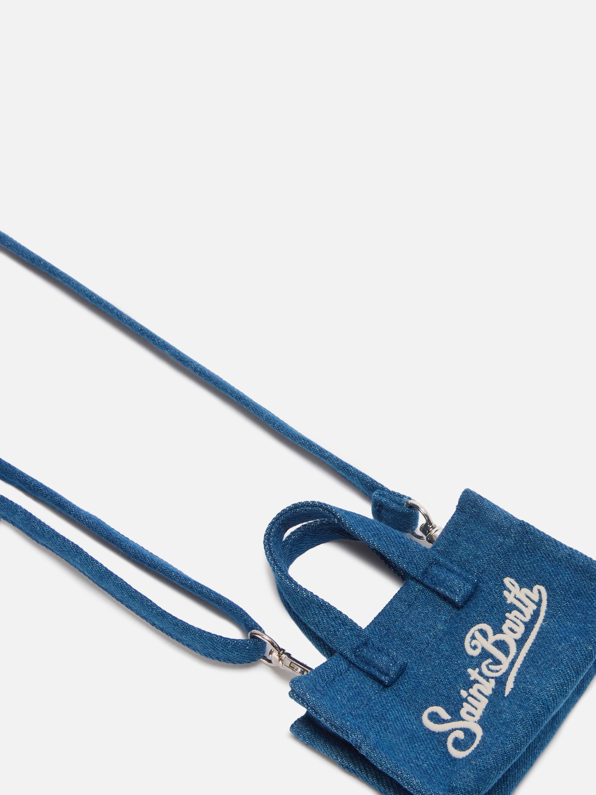 mc2-saint-barth-keychain-mini-borsa-in-denim-blu-con-logo image 3