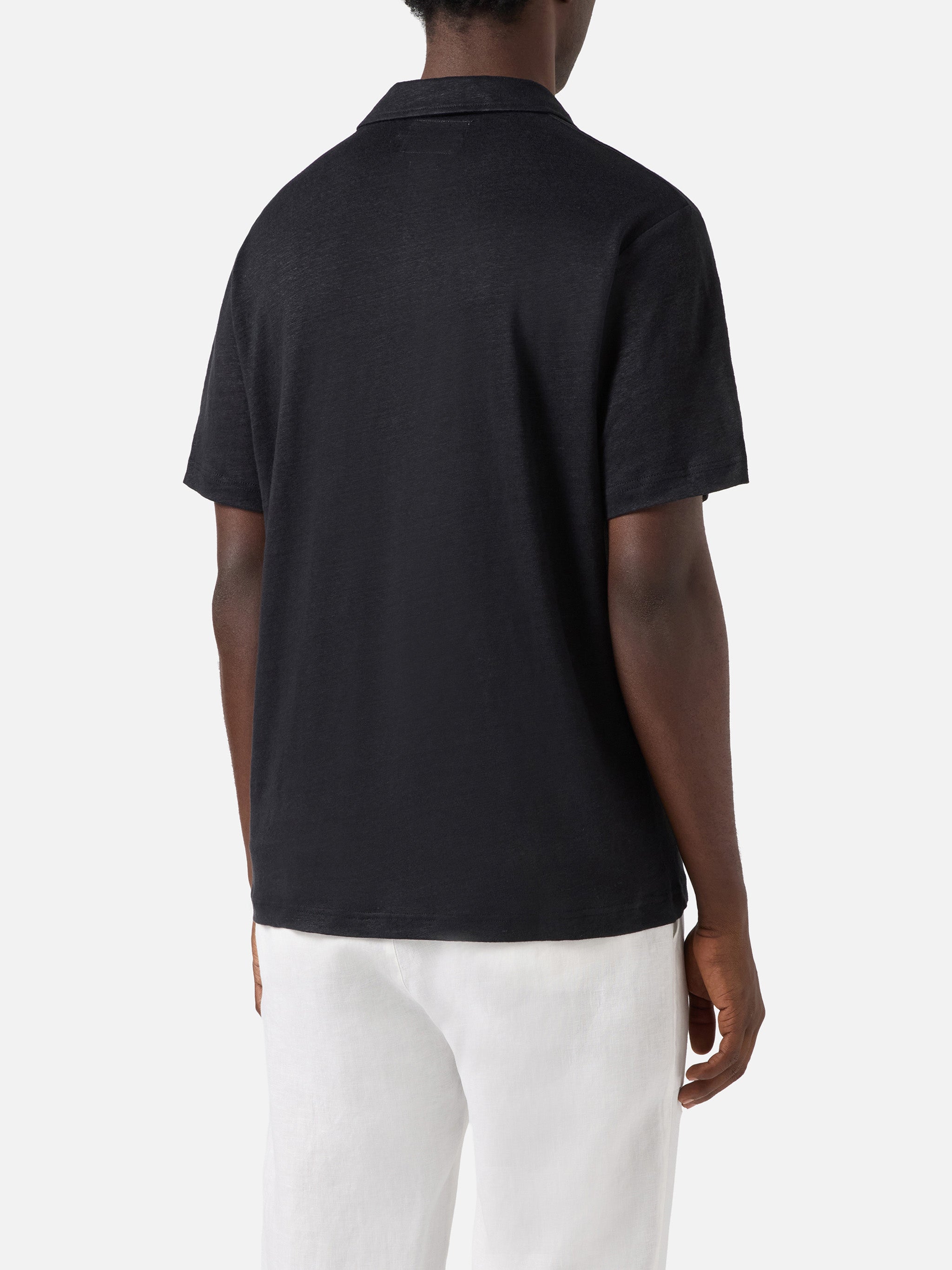 mc2-saint-barth-fraser-polo-uomo-in-puro-lino-nero image 3