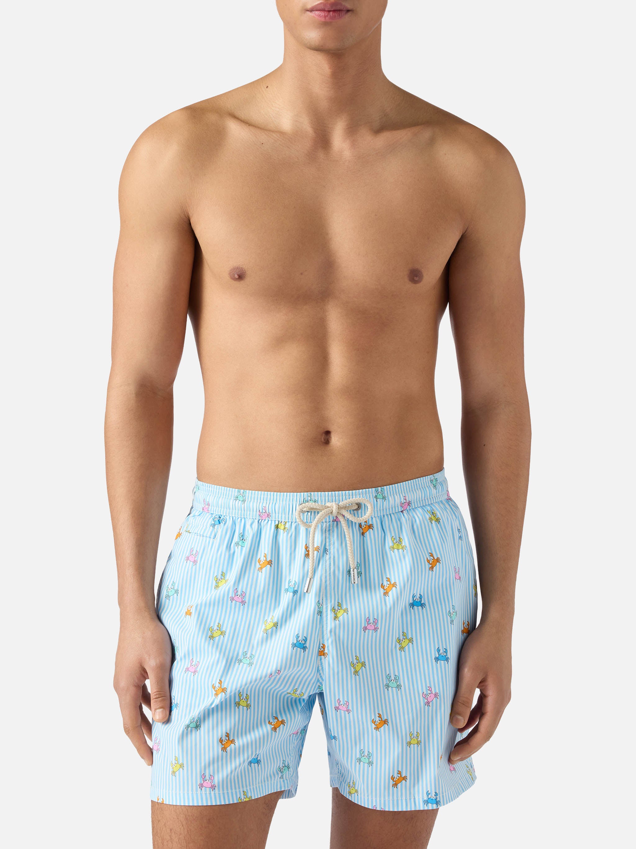 mc2-saint-barth-costume-mare-lighting-micro-azzurro-righe-granchi-uomo image 3