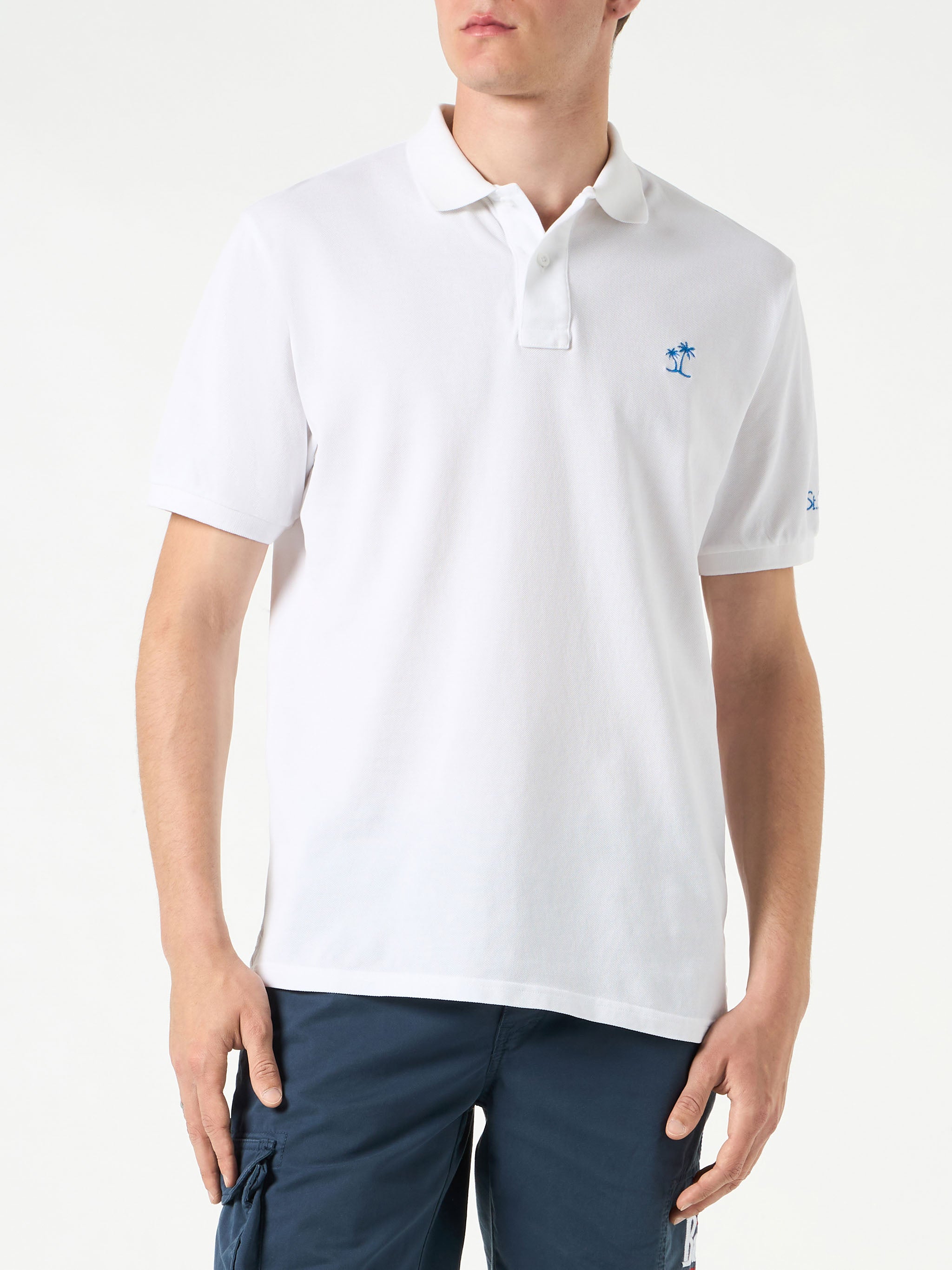 mc2-saint-barth-polo-uomo-piquet-bianco-logo-vintage-st-barth image 1