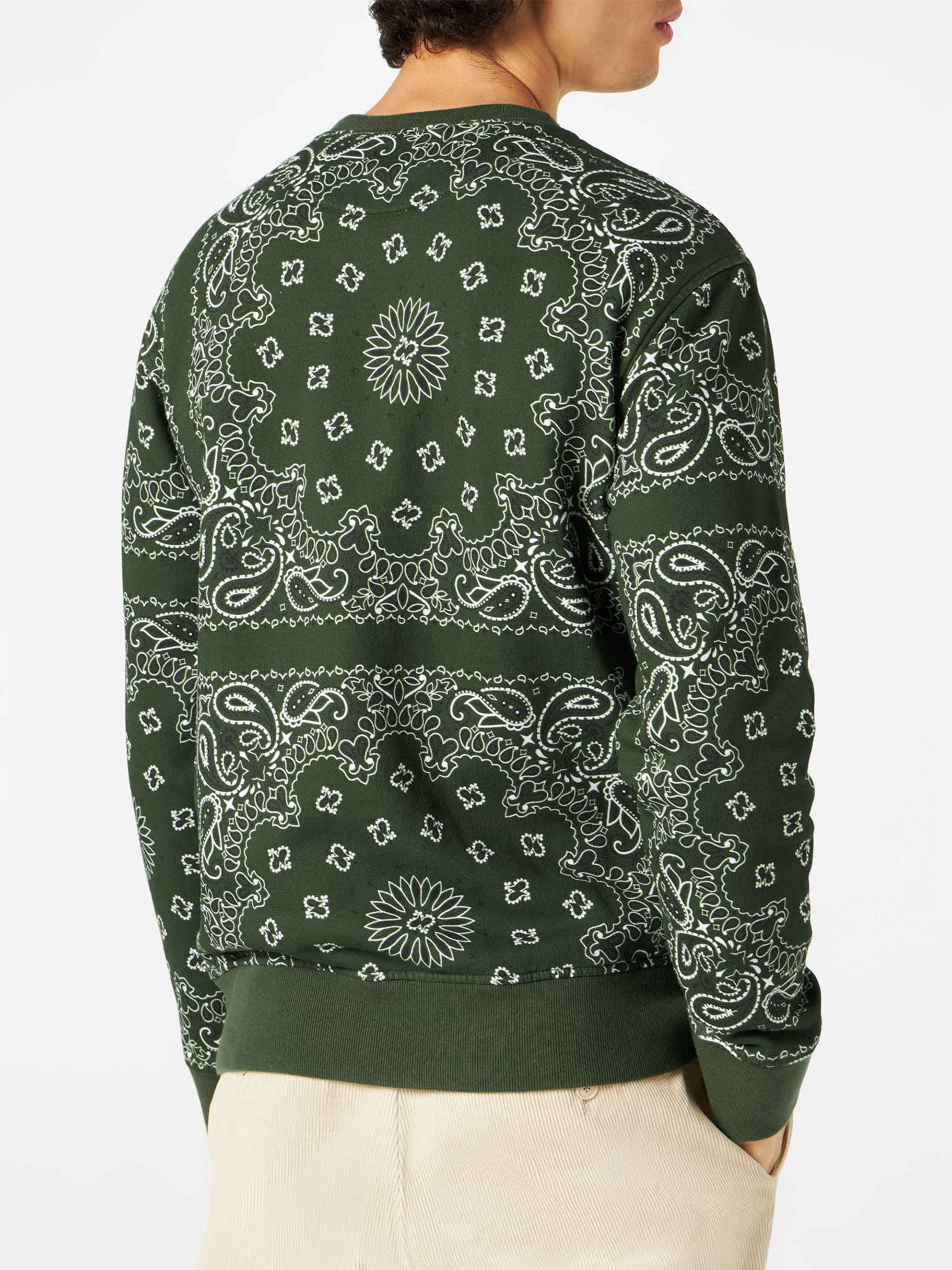 mc2-saint-barth-felpa-uomo-girocollo-verde-stampa-bandana image 3