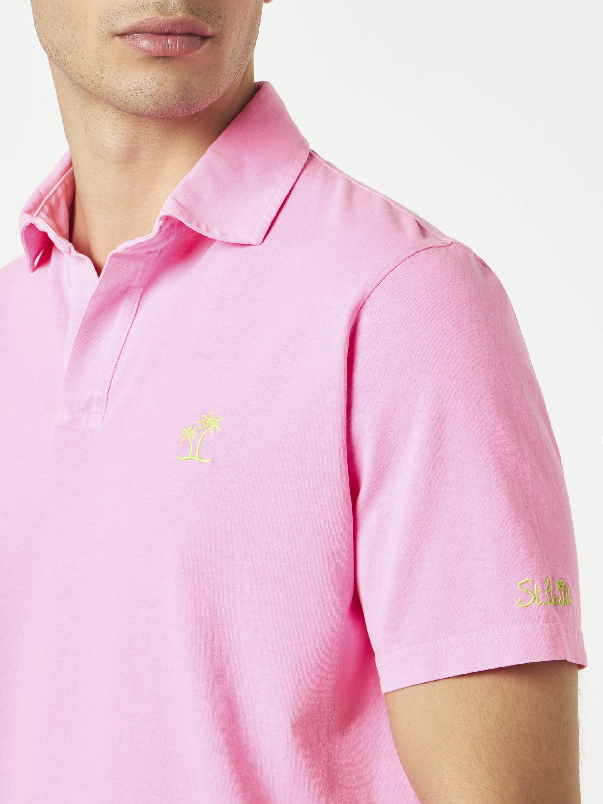 mc2-saint-barth-polo-brighton-da-uomo-in-cotone-jersey-rosa-fluo-tinta-unita-con image 2