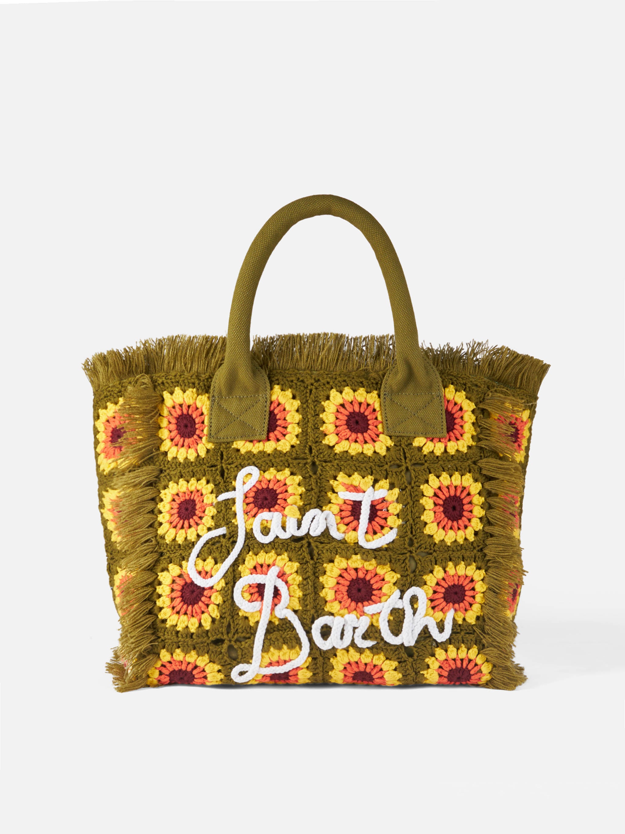 mc2-saint-barth-borsa-a-spalla-uncinetto-verde-con-fiore-girasole-40x32x20-cm image 1