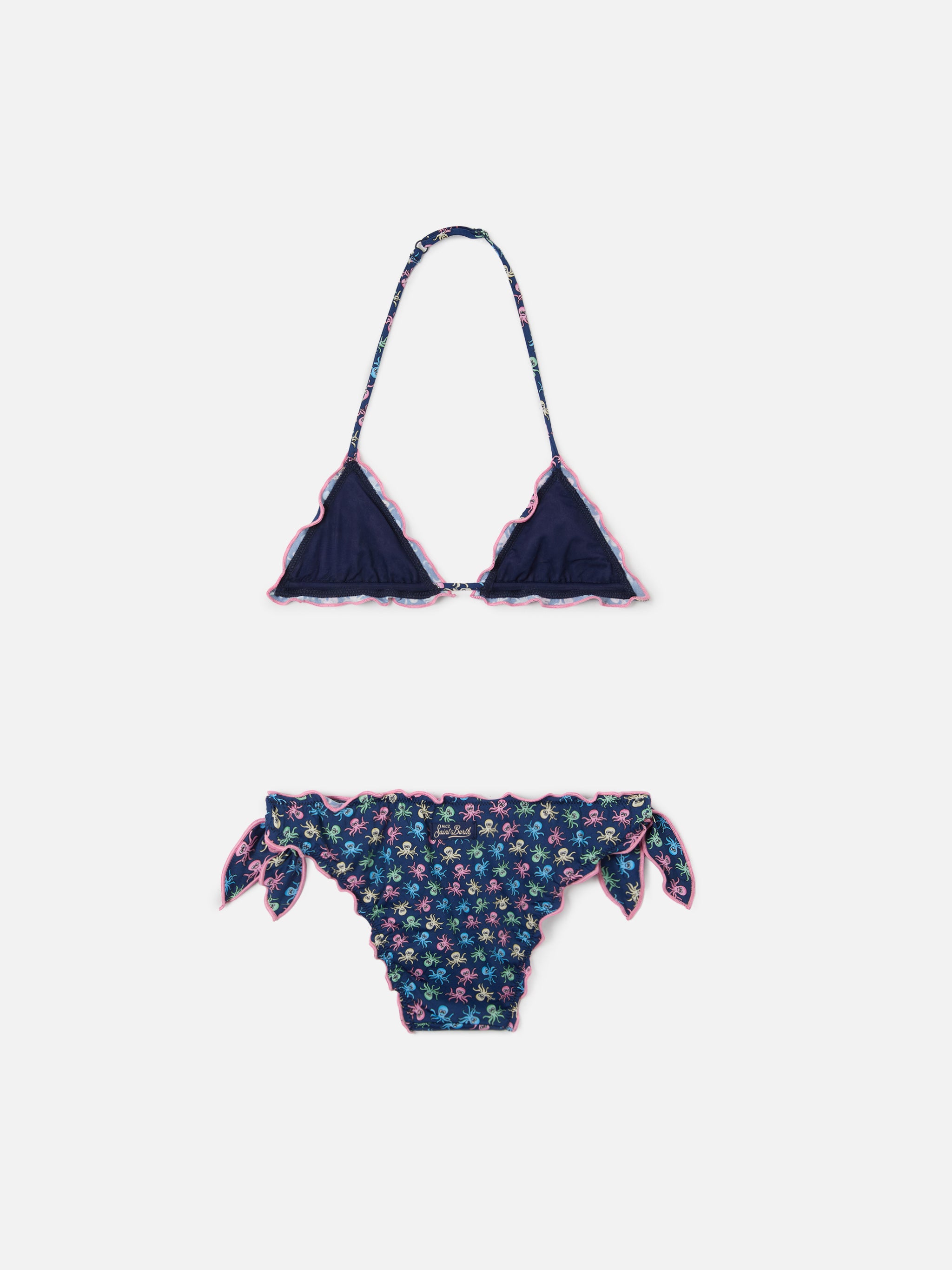 mc2-saint-barth-cris-bikini-bambina-triangolo-blu-stampa-polpi image 2