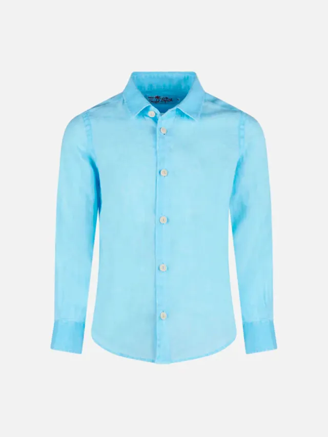 mc2-saint-barth-camicia-bambino-in-lino-azzurro-acqua-maniche-lunghe image 1