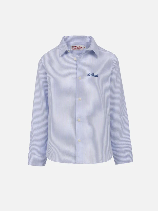 mc2-saint-barth-agnes-camicia-bambino-in-cotone-seersucker-rigato-azzurro image 1