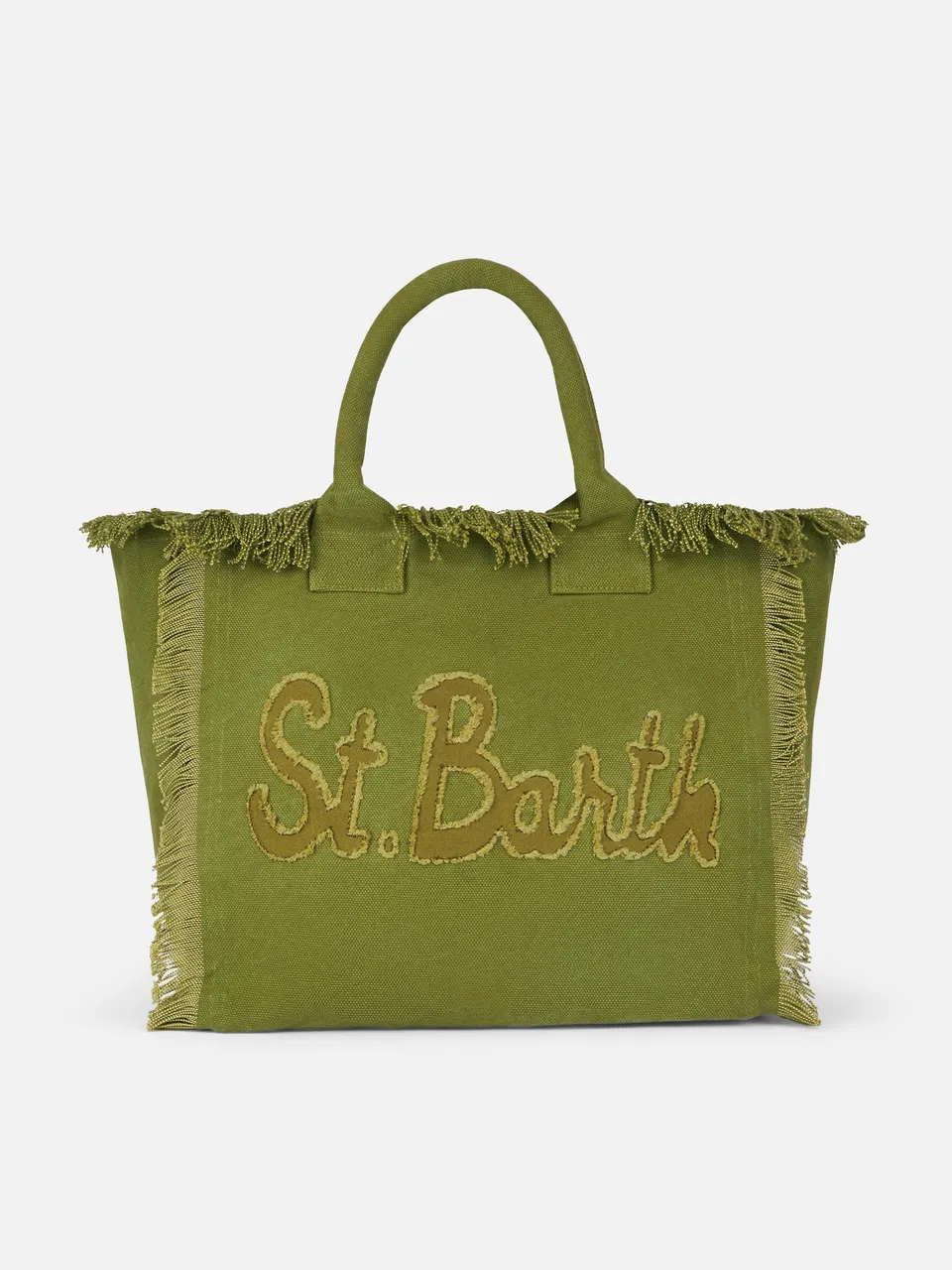 mc2-saint-barth-vanity-borsa-tote-in-tela-di-cotone-verde-militare-con-toppa-log image 1