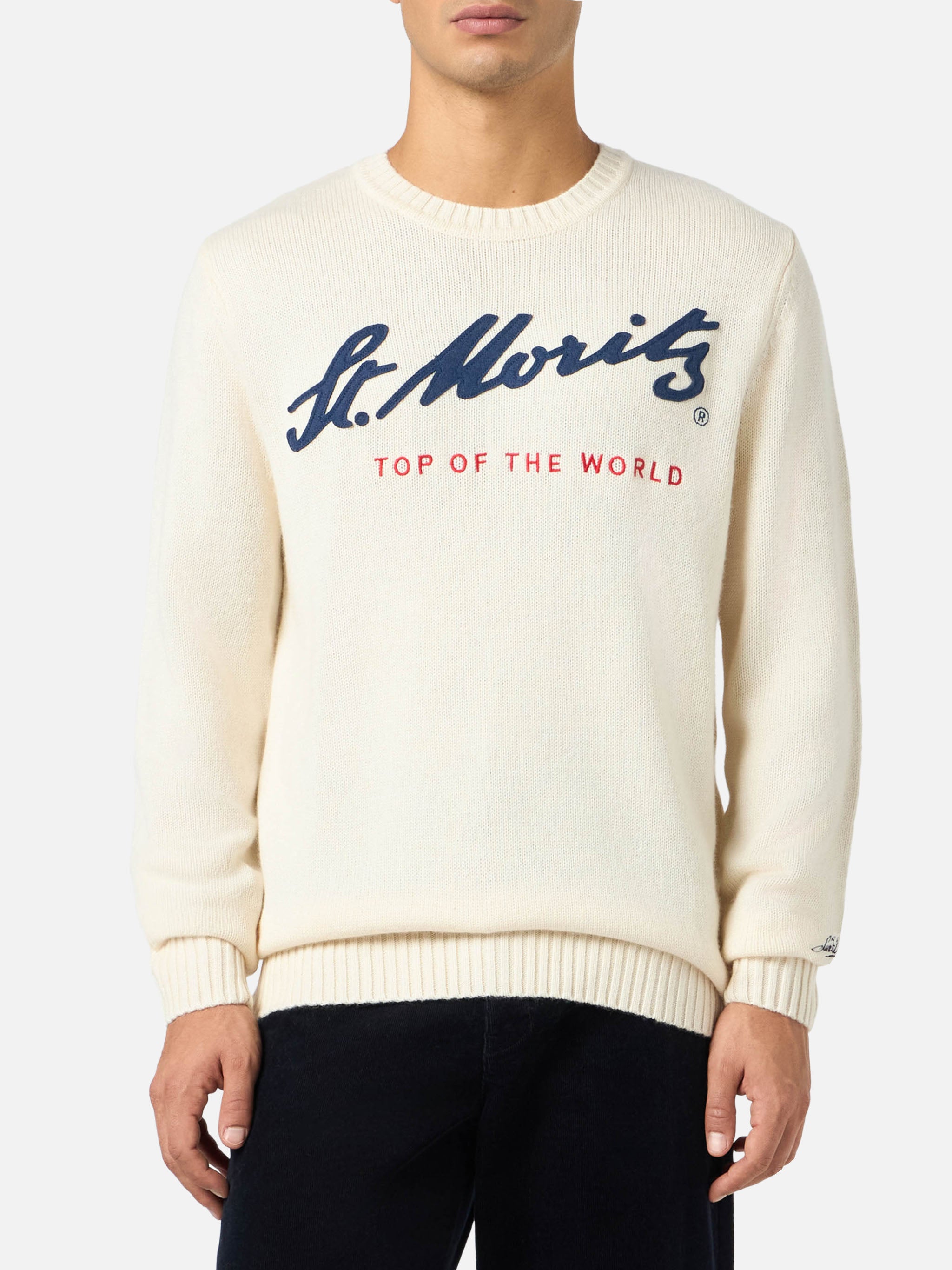 mc2-saint-barth-bombardino-maglia-cotone-bianca-ricamo-st-moritz-uomo image 1
