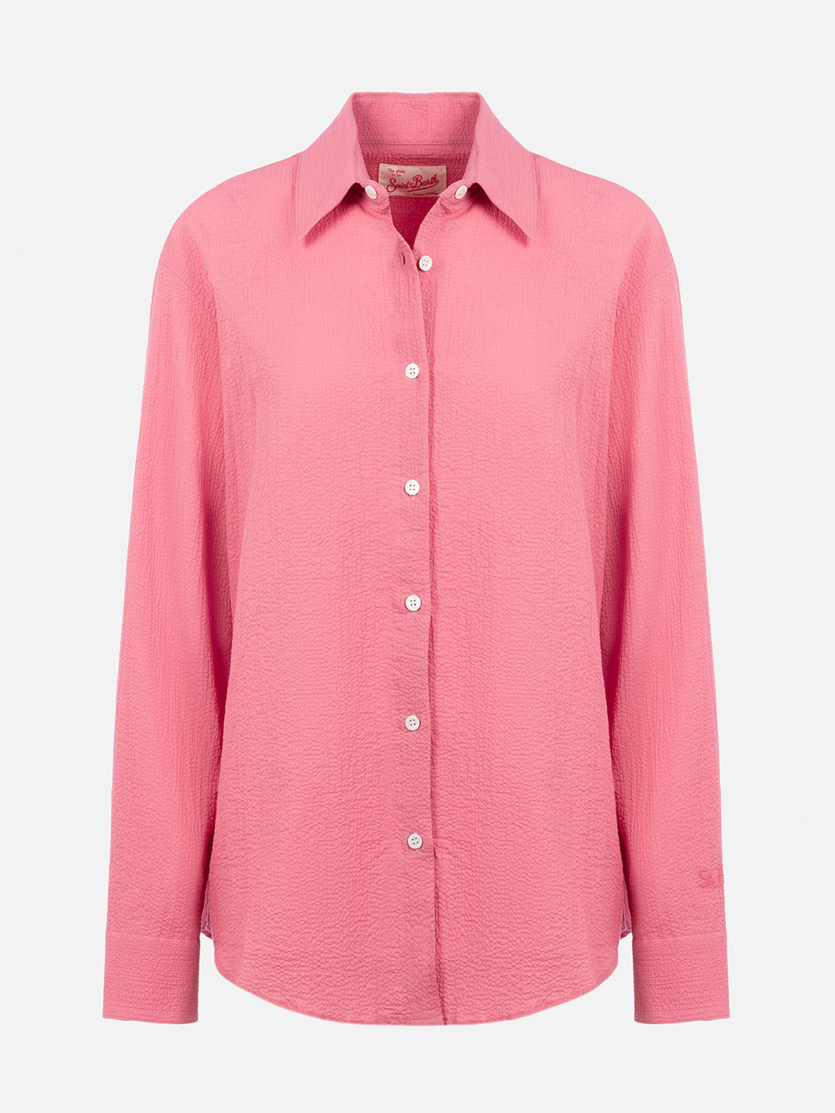 mc2-saint-barth-aisha-camicia-seersucker-rosa-tinta-unita-maniche-lunghe image 4