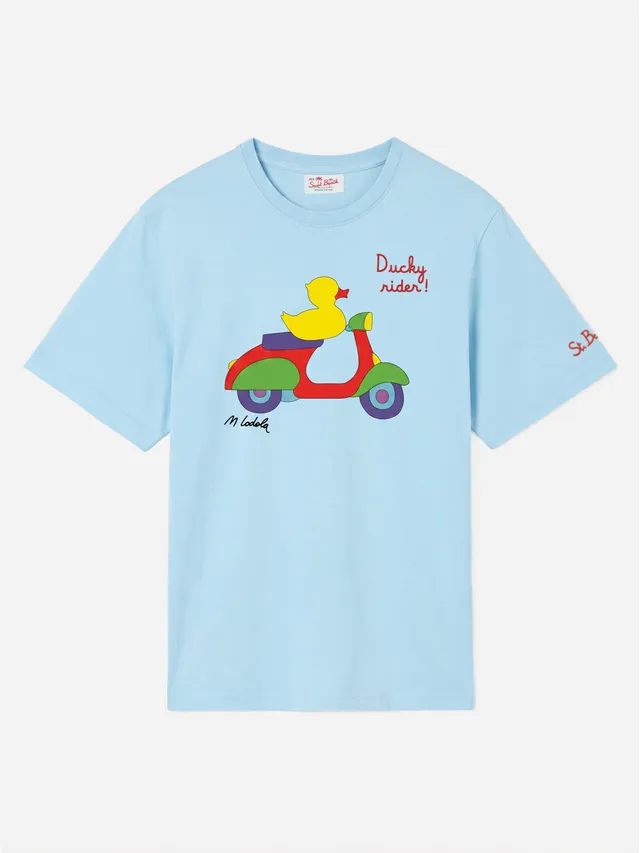 mc2-saint-barth-t-shirt-man-azzurra-ducky-rider-special-edition-uomo image 1