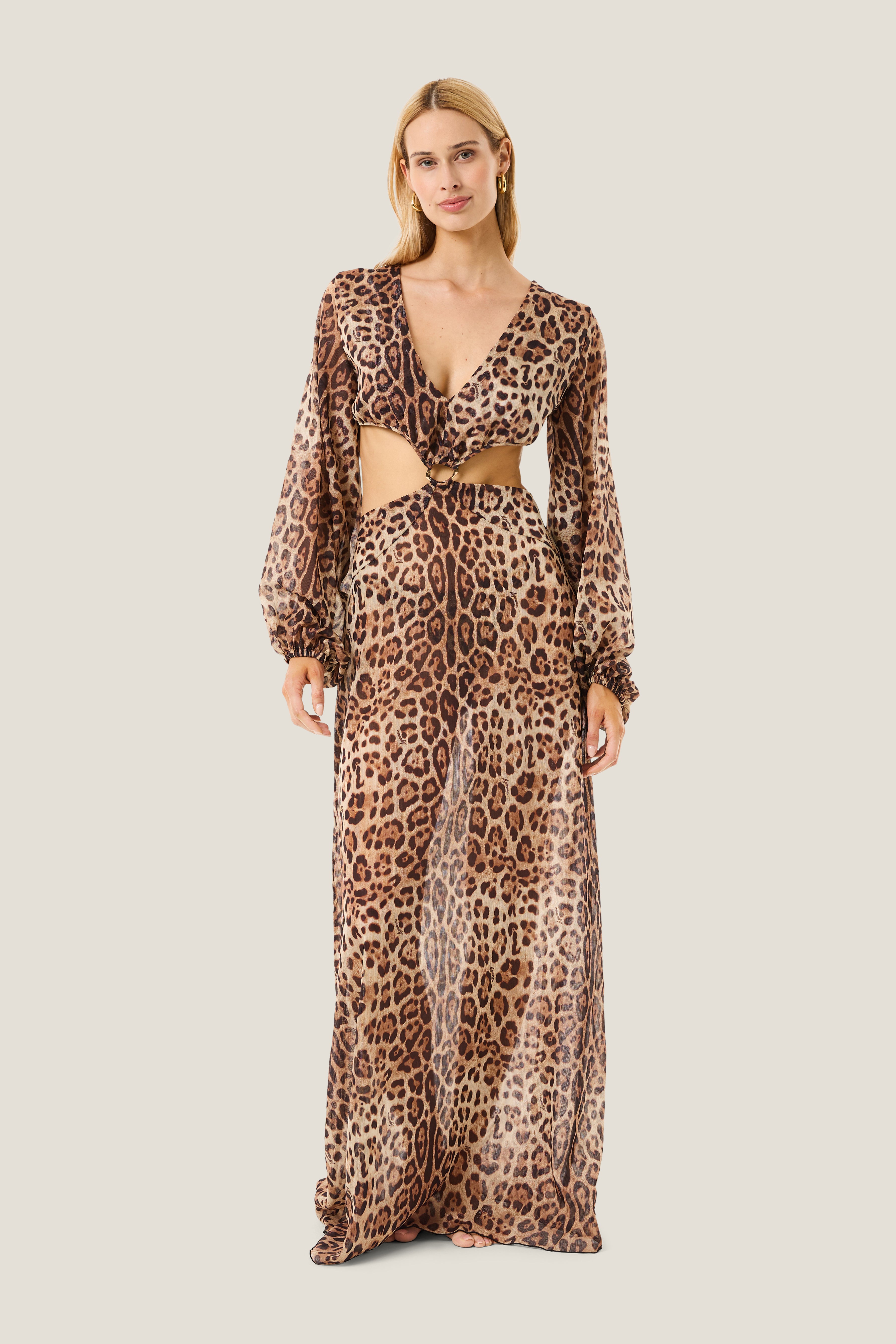 4giveness-leopard-resort-vestito-lungo-donna-tagli-fianchi image 1