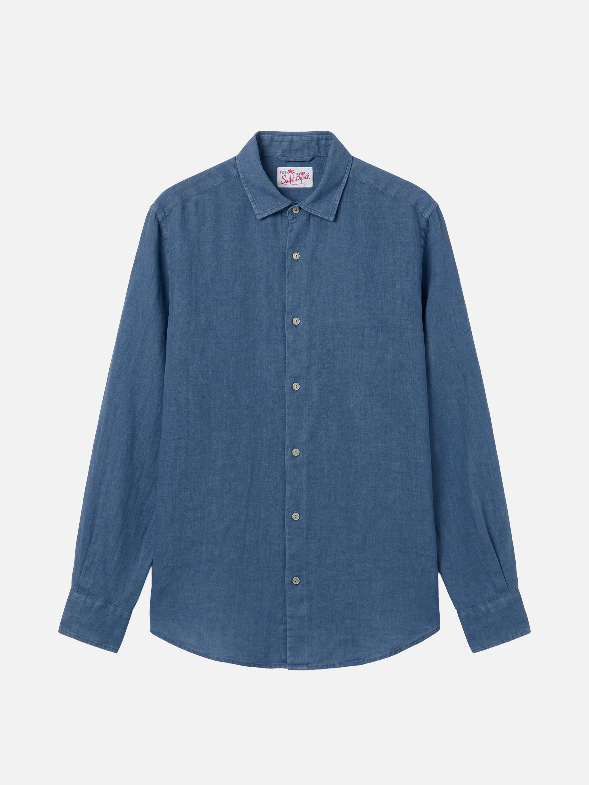 mc2-saint-barth-camicia-uomo-pamplona-lino-denim-scuro image 3