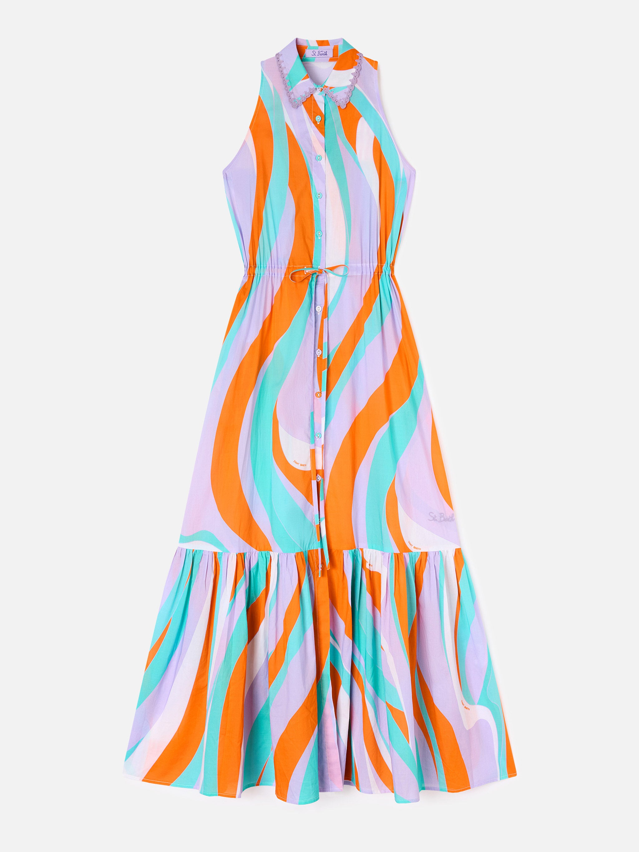 mc2-saint-barth-ida-abito-lungo-in-cotone-fantasia-onde-multicolor image 4