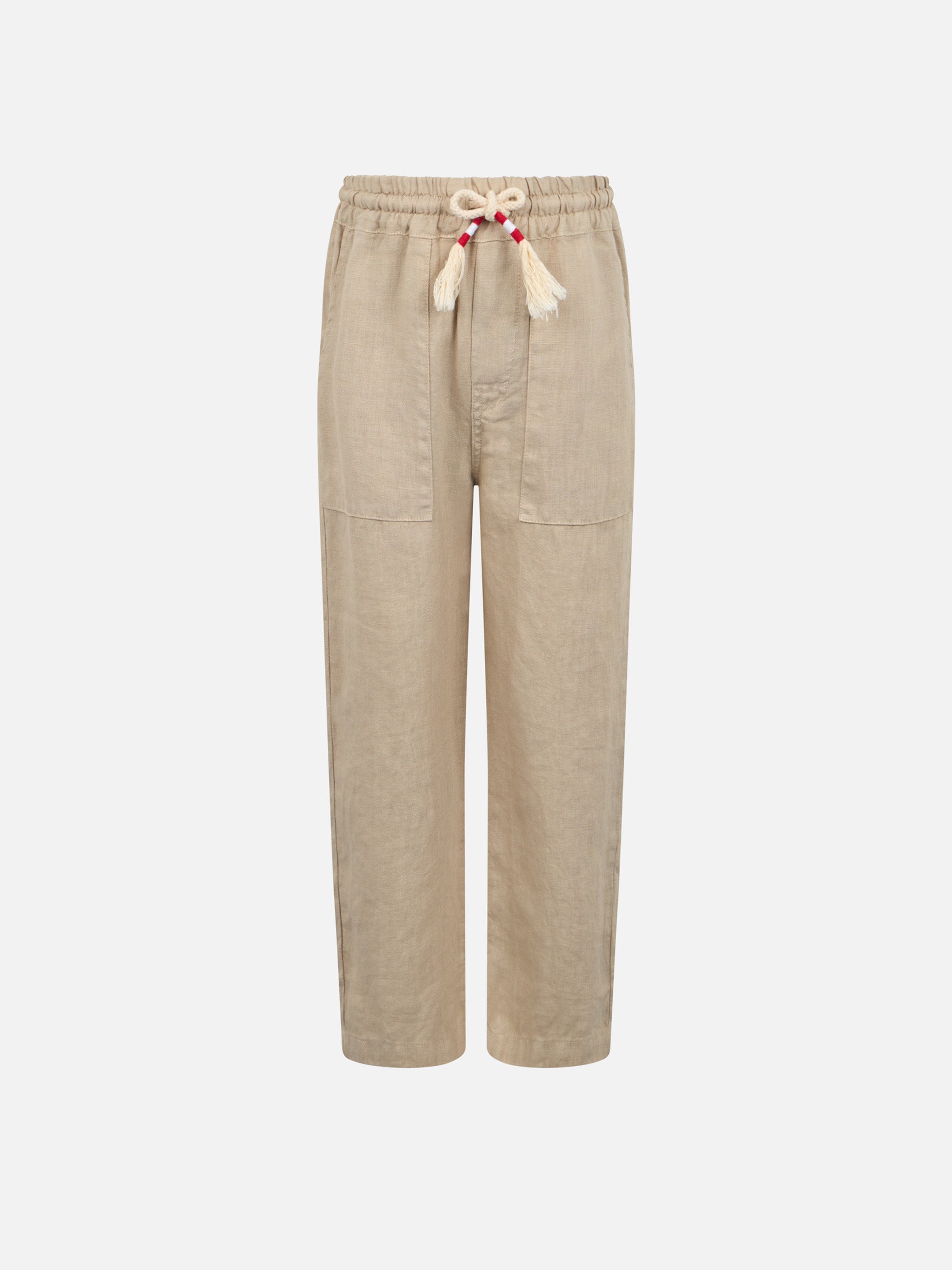 mc2-saint-barth-pantaloni-calais-jr-da-bambino-in-lino-100-beige-con-coulisse image 1