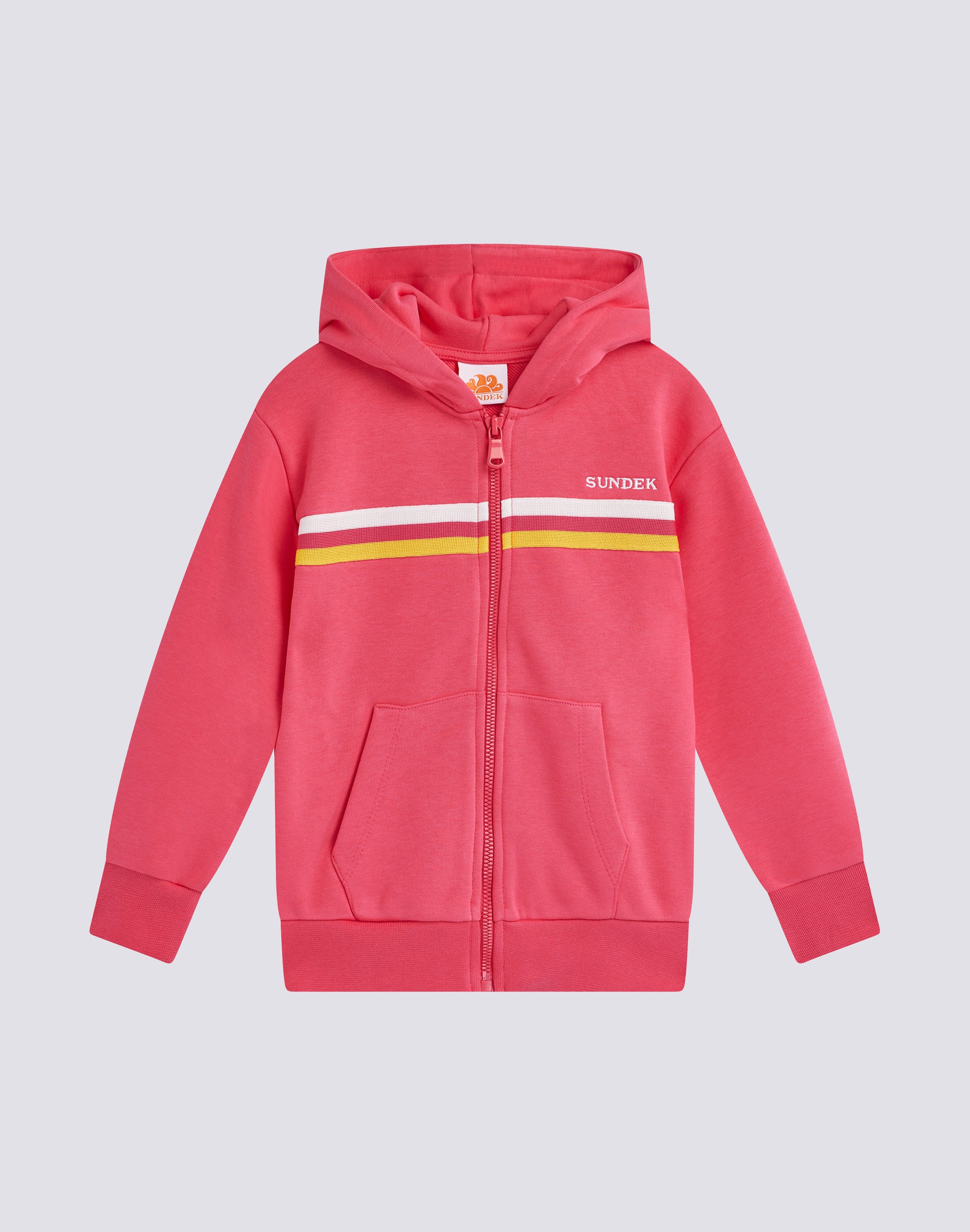 sundek-felpa-bambina-con-cappuccio-full-zip-e-tricolore-arcobaleno image 1