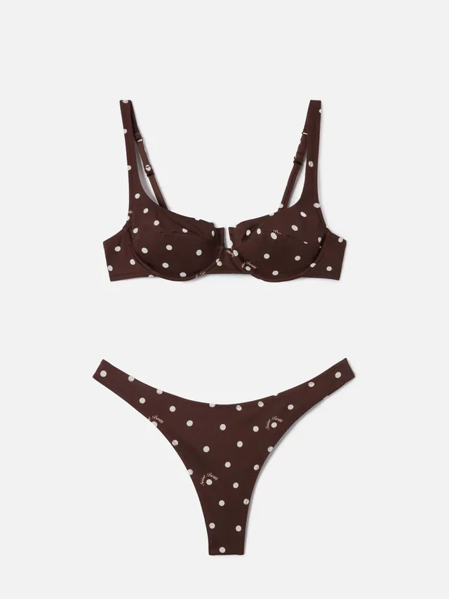 mc2-saint-barth-amira-naomi-bikini-donna-marrone-pois-balconette-ferretto image 1